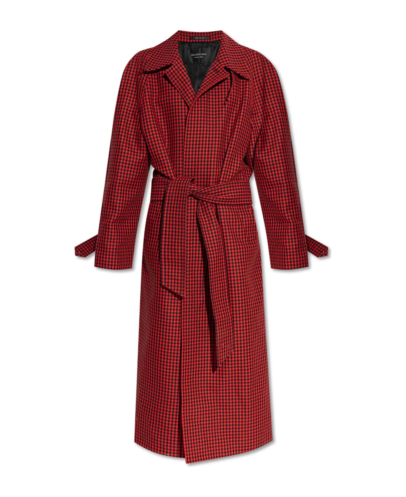 Balenciaga Coat With Houndstooth Pattern - Red