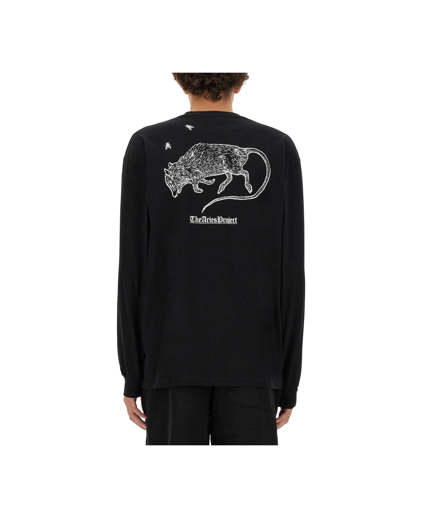 Aries Sweatshirt With Logo Print - BLACK フリース