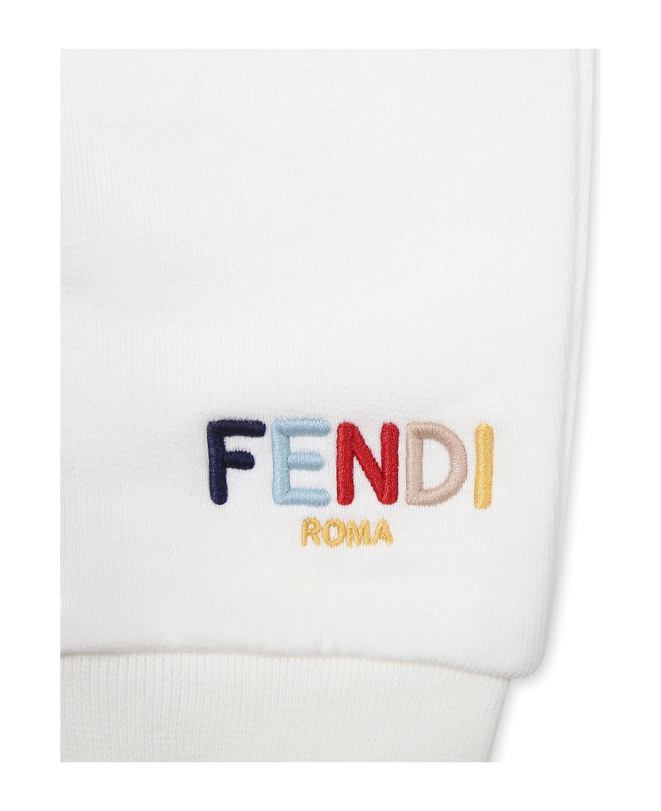 Fendi White Trousers For Babykids With Lgoo - White