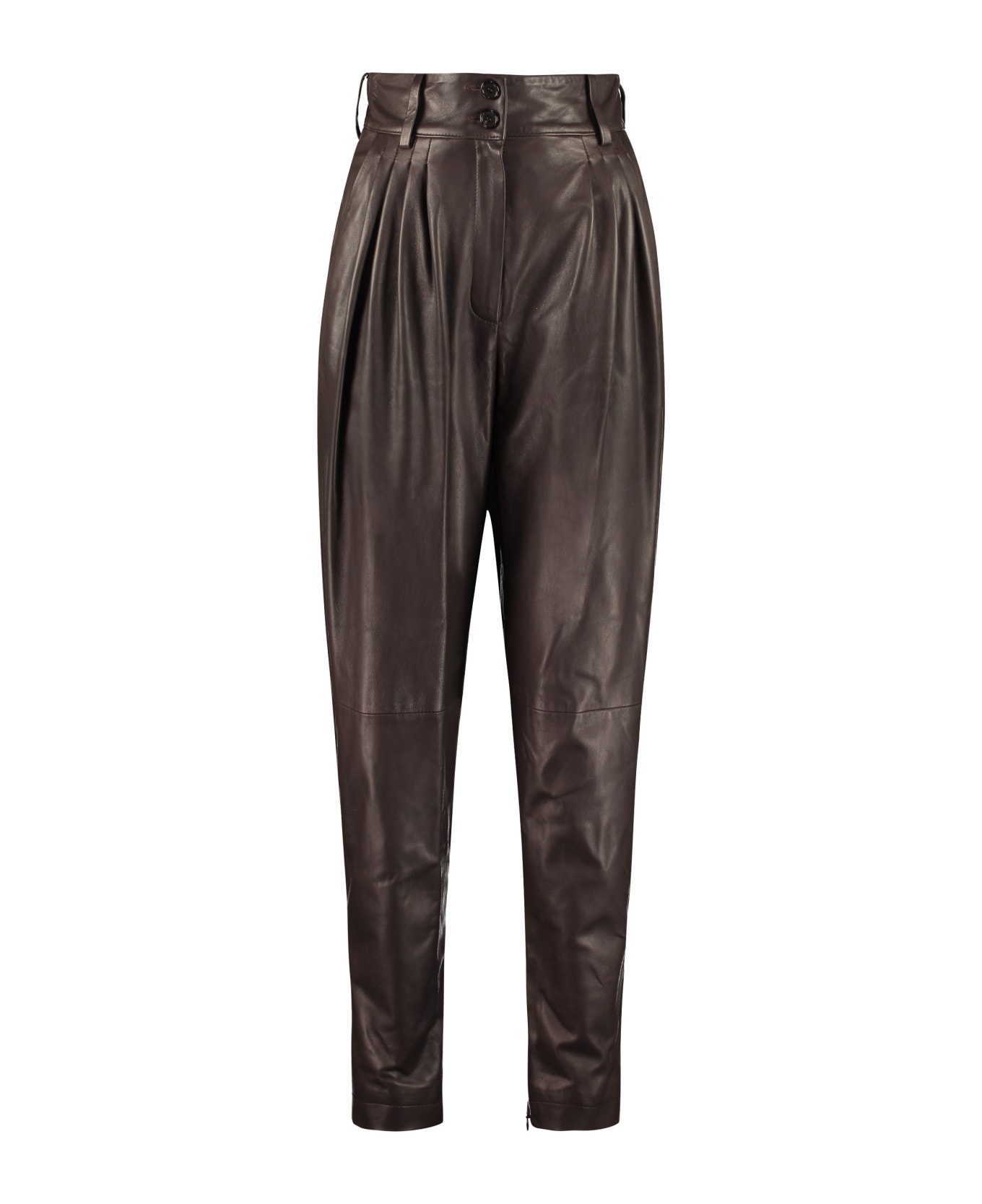 Dolce & Gabbana Leather Pants - brown ボトムス