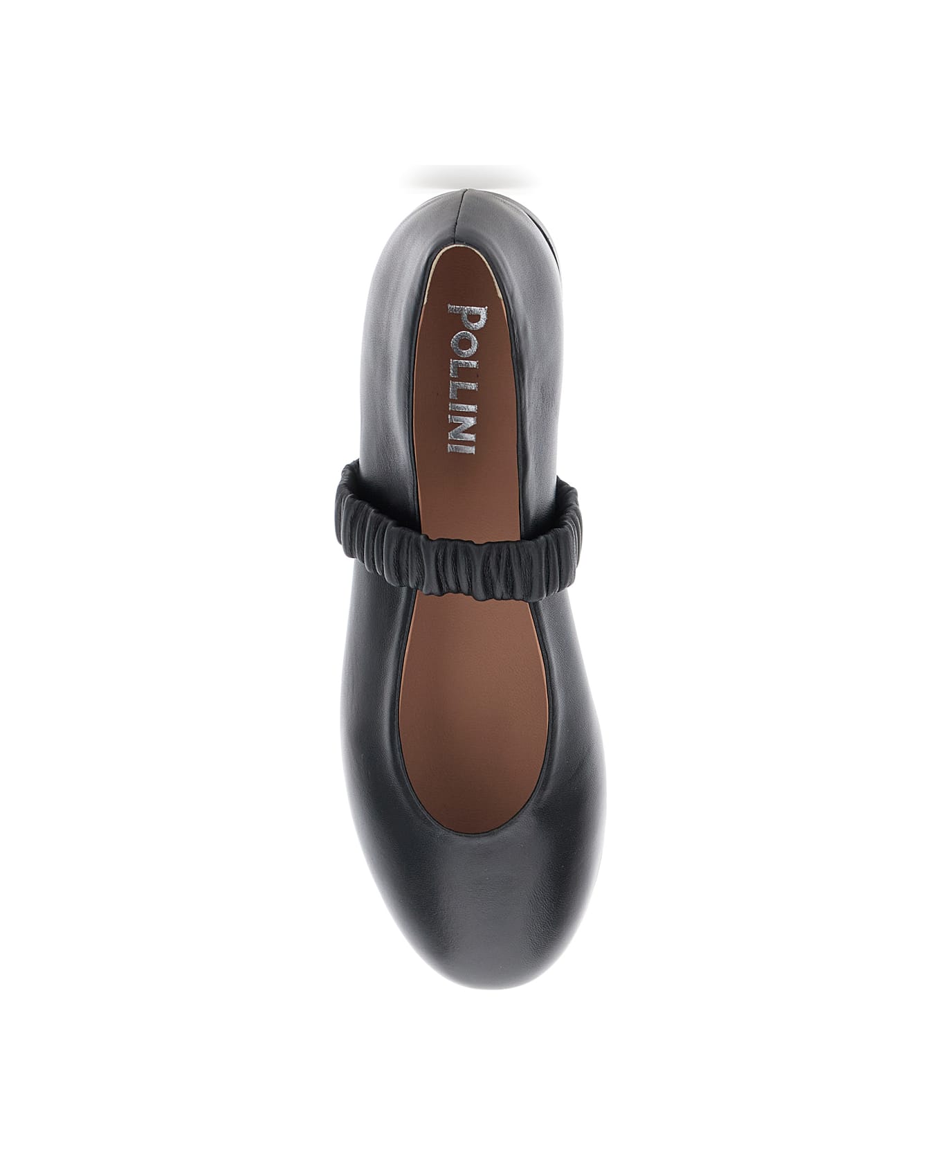 Pollini Black Ballet Flats With Elasticated Band On The Front In Leather Woman - Black