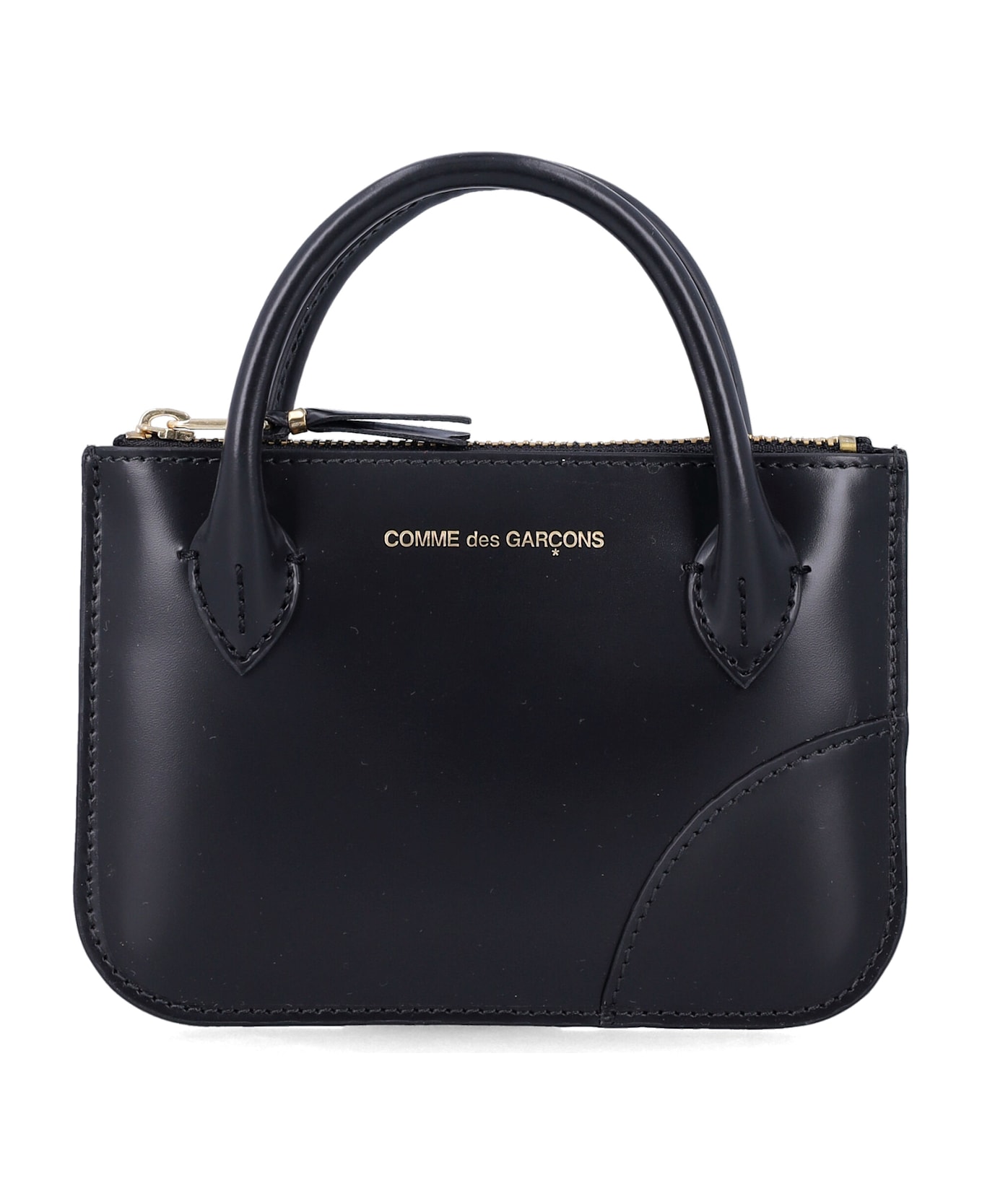 Comme des Garçons Leather Mini Wallet Bag With Handles - Black