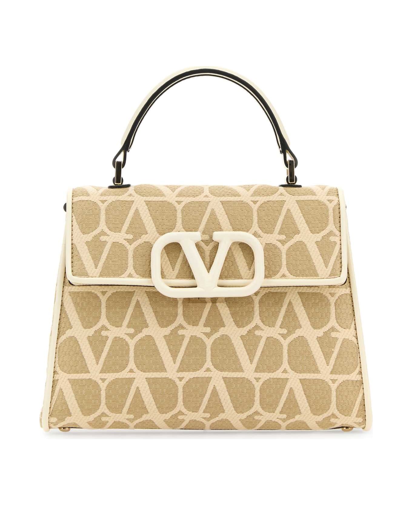 Valentino Garavani Toile Iconographe Vlogo Handbag - NATURALEIVORY