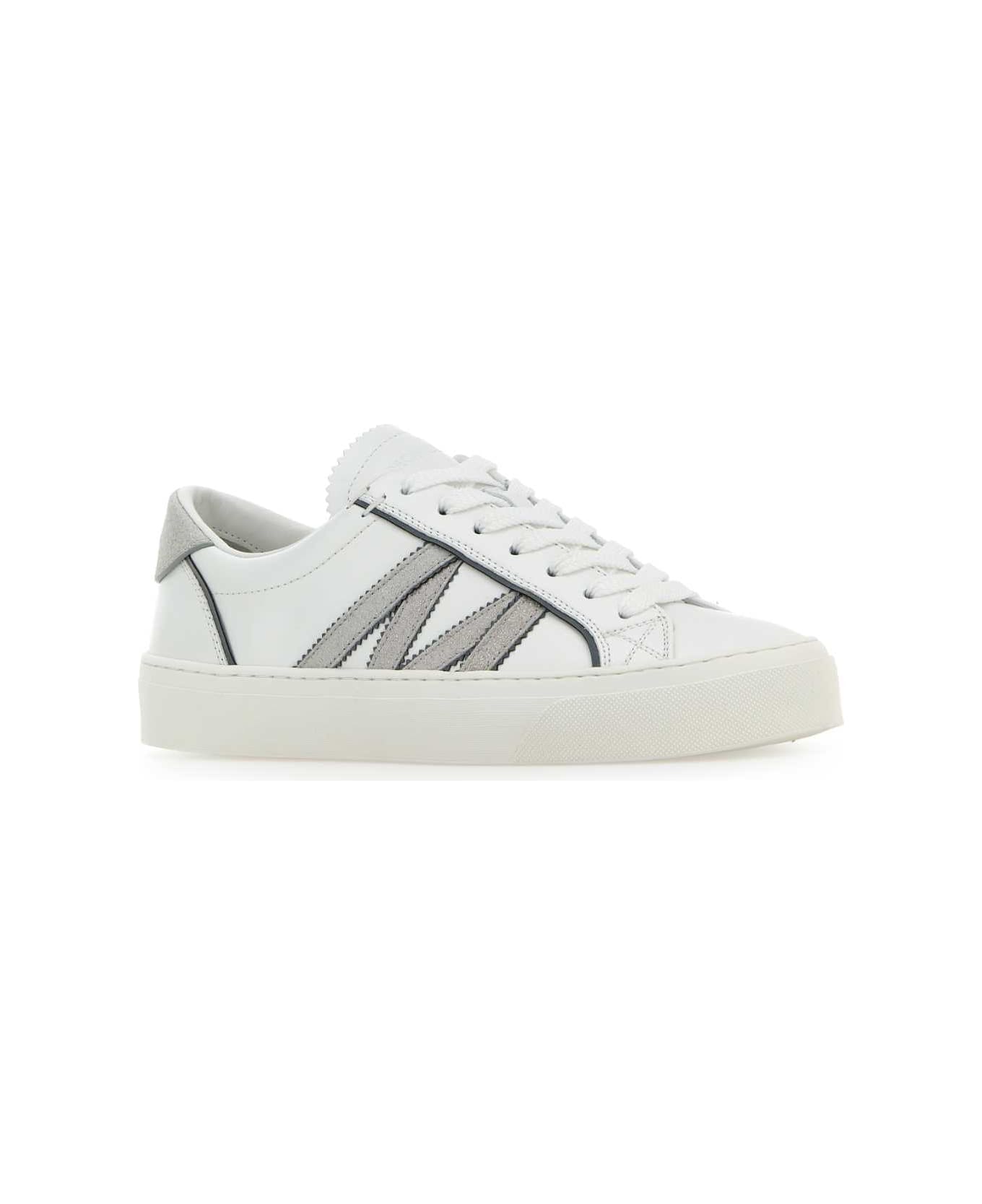 Moncler White Leather Monaco2 Sneakers - 001