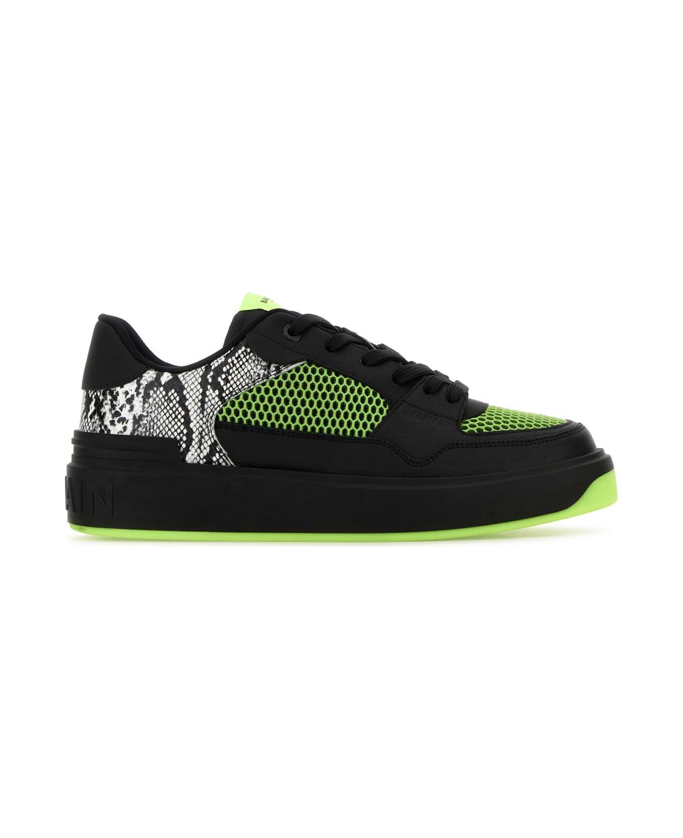 Balmain Multicolor Leather And Fabric Sneakers - EGMNOIRGRISCLAIREJAUNE