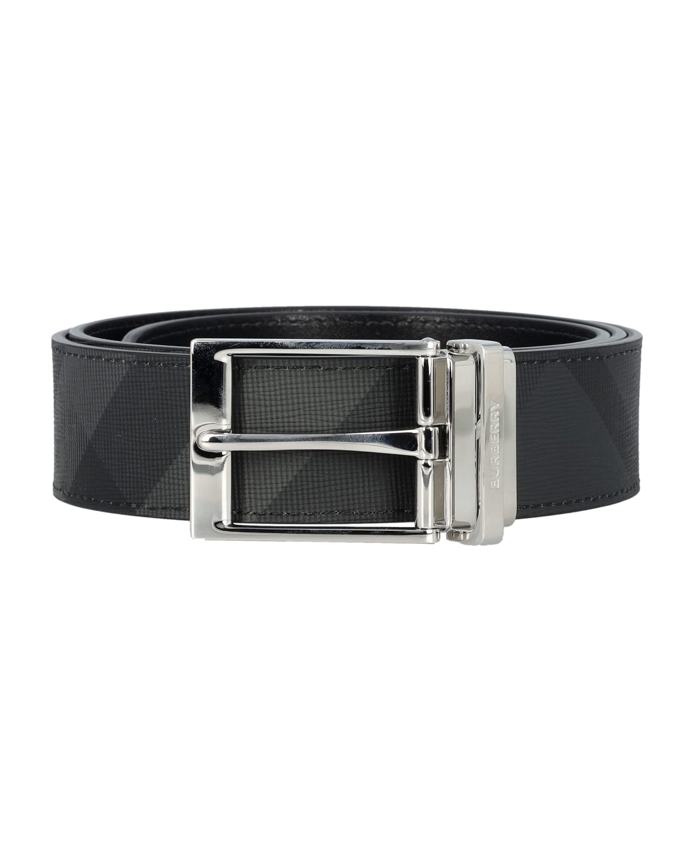 Burberry London Check And Leather Reversible Belt - CHARCOAL/SILVER ベルト