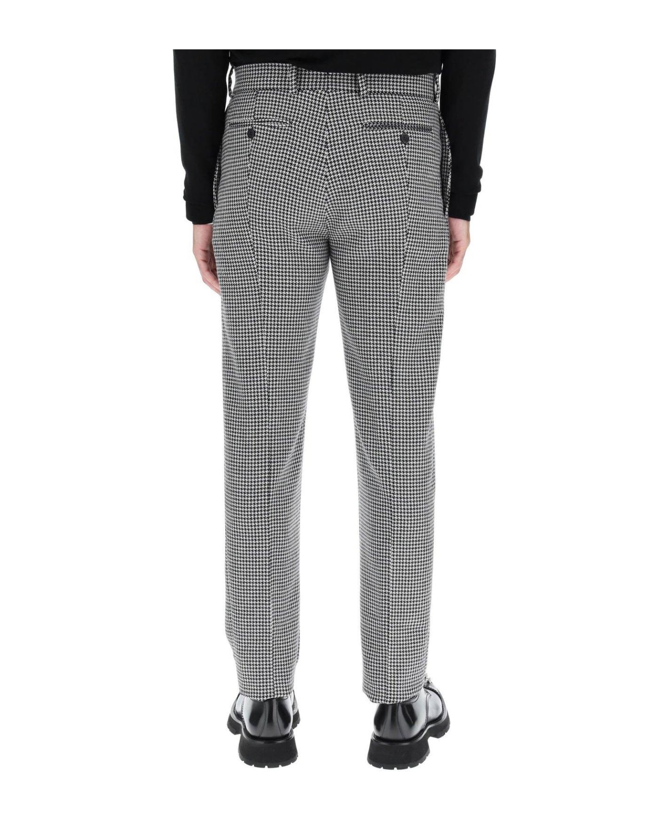 Alexander McQueen Houndstooth Pattern Tapered Trousers - Grigio