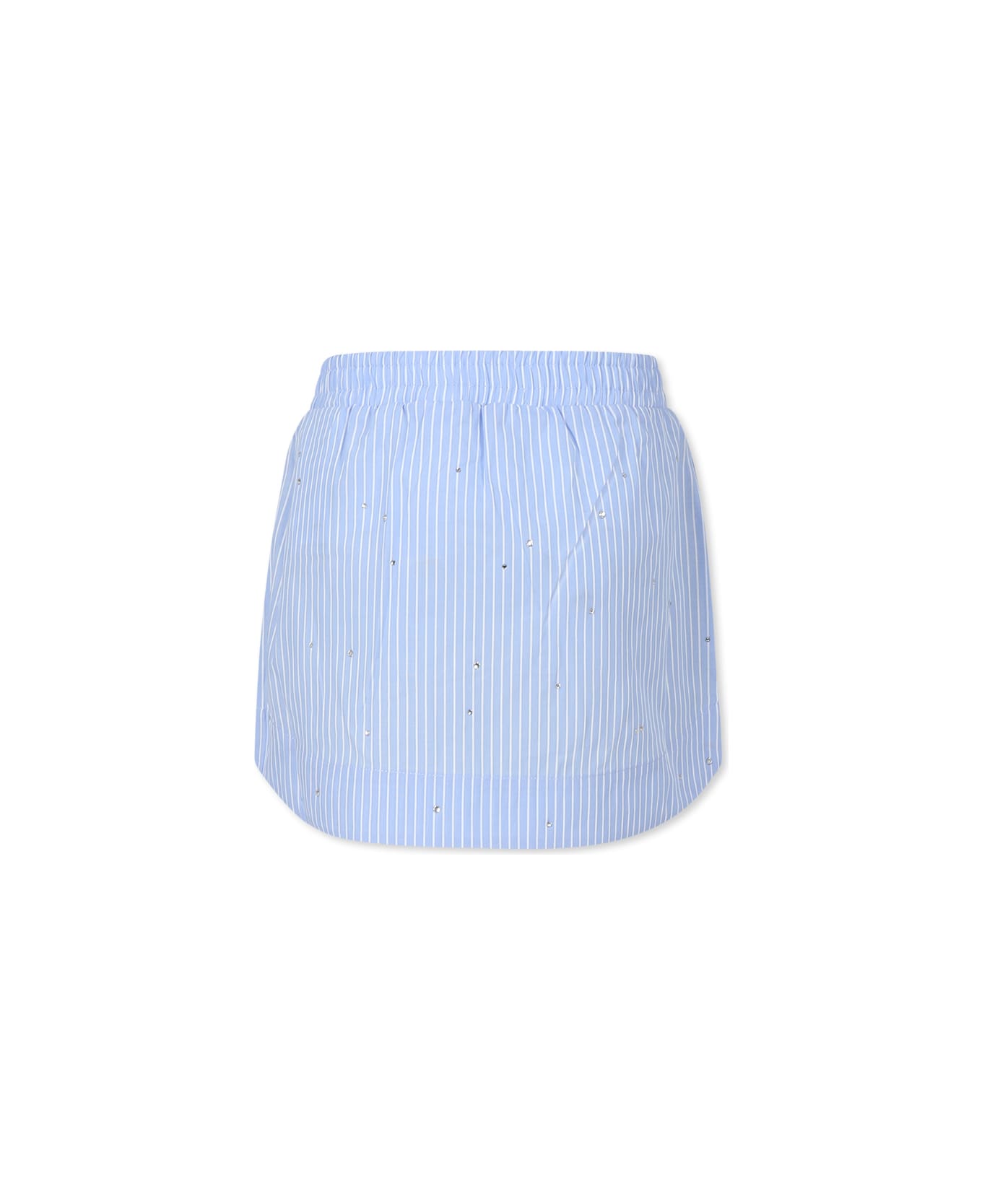 Palm Angels Light Blue Skirt For Girl With Logo - Light Blue