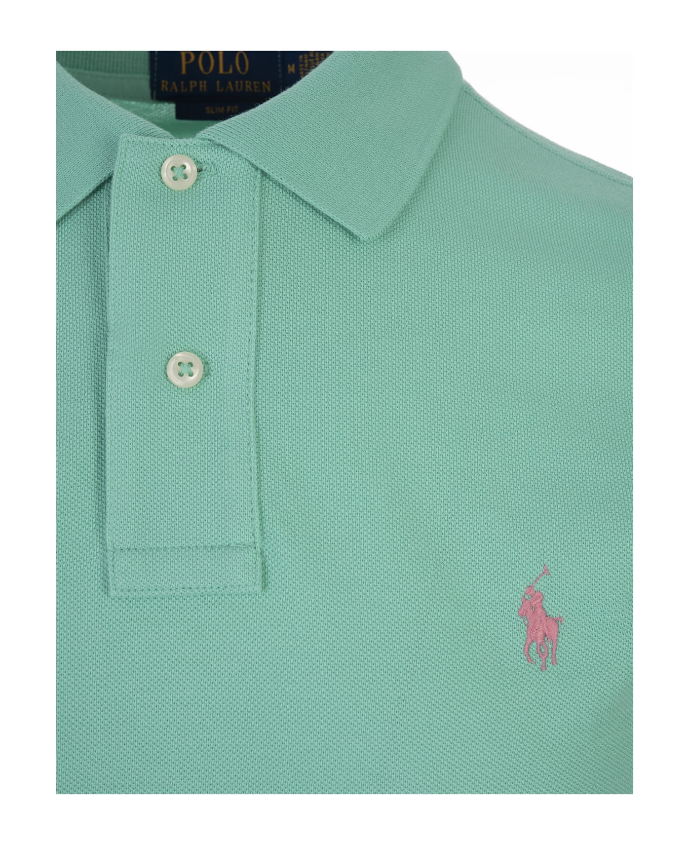 Ralph Lauren Sunset Green And Pink Slim-fit Piquet Polo Shirt - Green