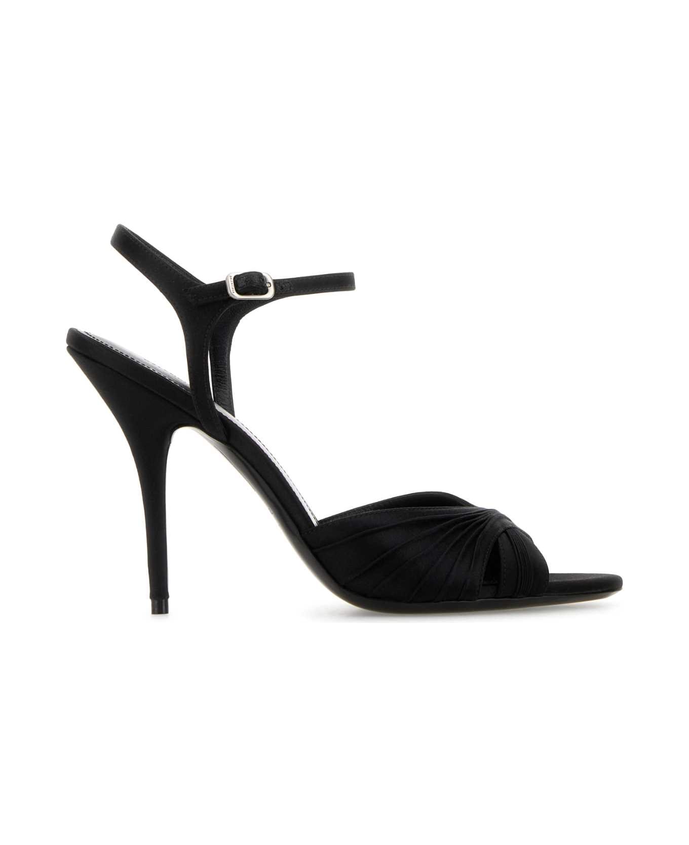 Balenciaga Black Satin Dynastie Sandals - Black
