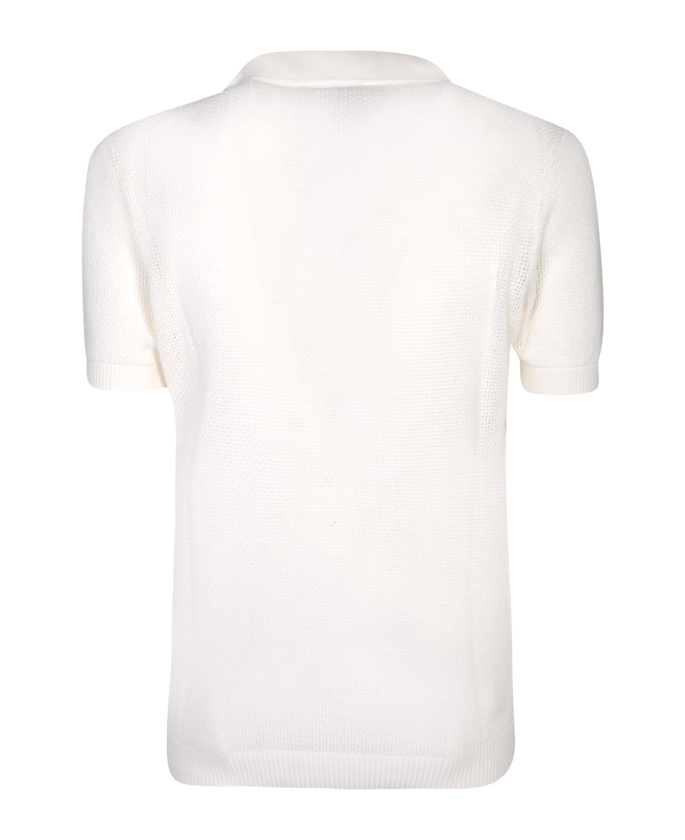 Tagliatore Crochet White Polo Shirt - White