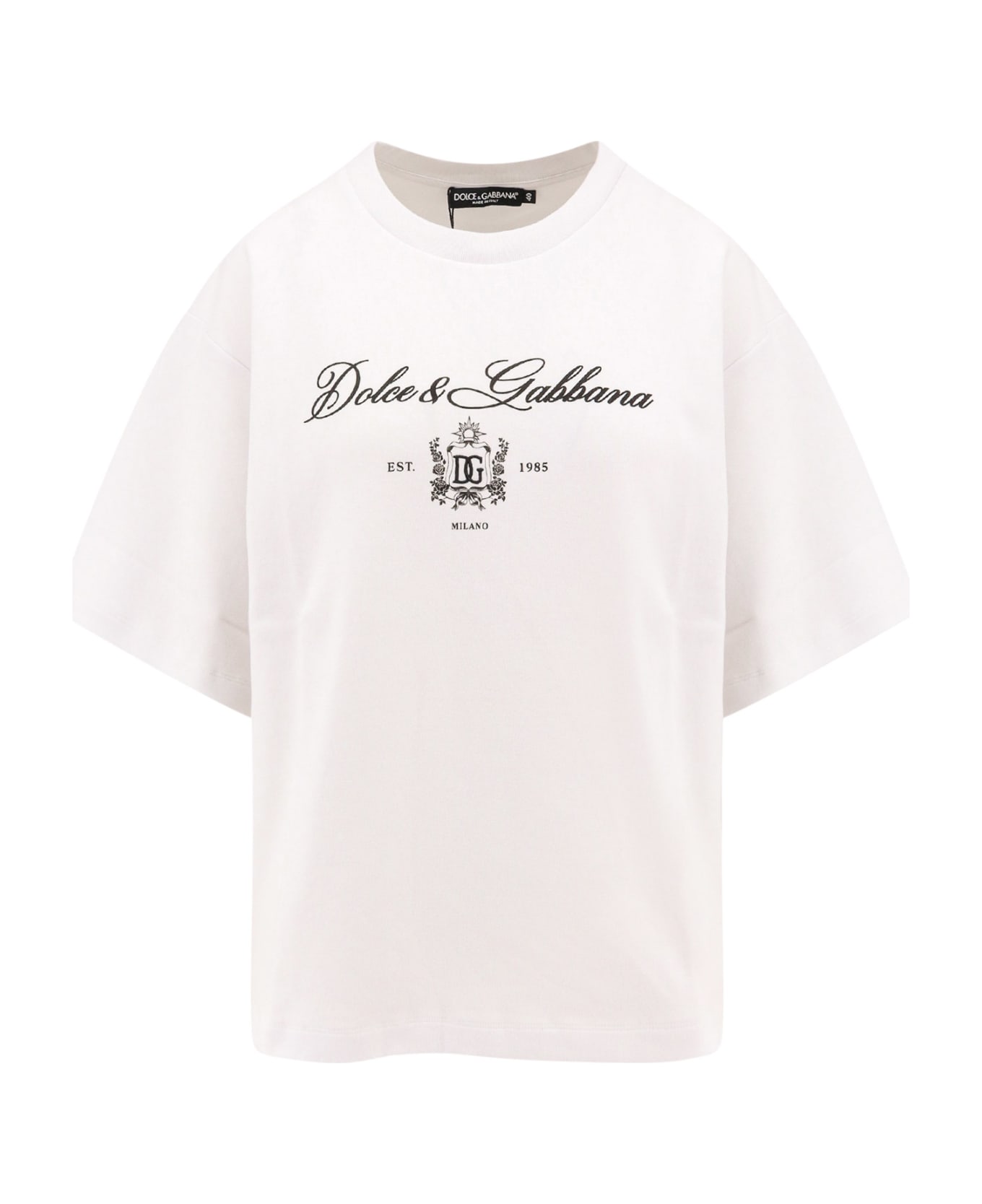 Dolce 
Gabbana Monogram Embroidered Crewneck T-shirt - White