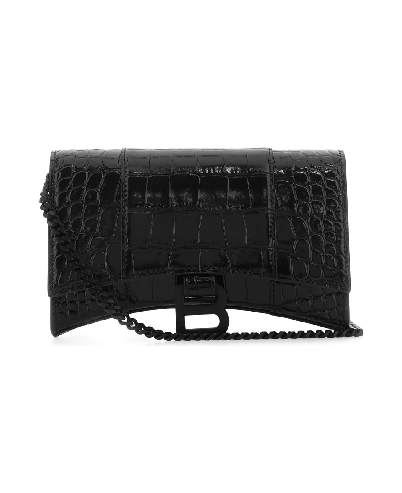 Balenciaga Black Nappa Leather Hourglass Wallet - 1000 財布
