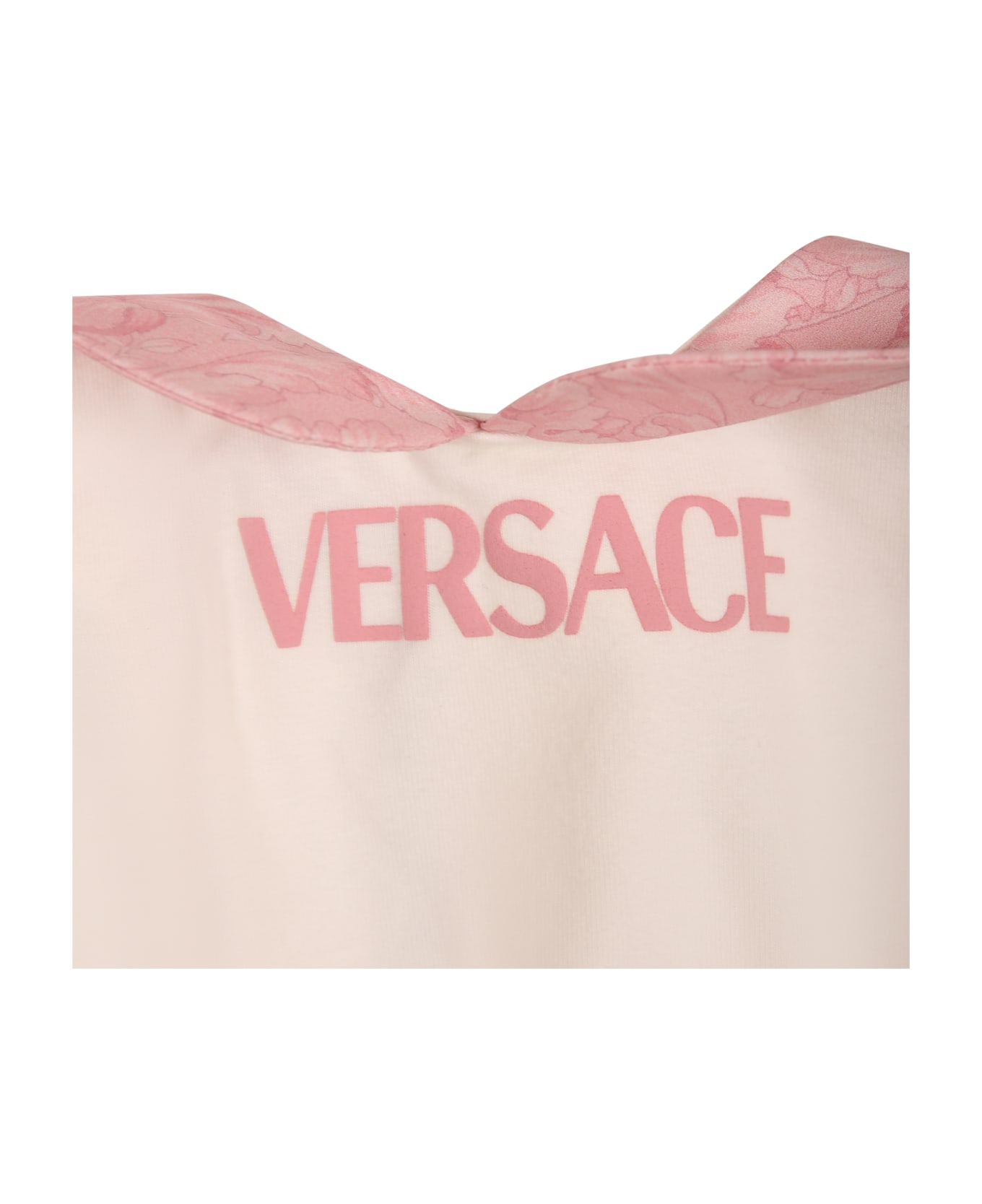 Versace Pink Dress For Baby Girl With Baroque Print - Pink