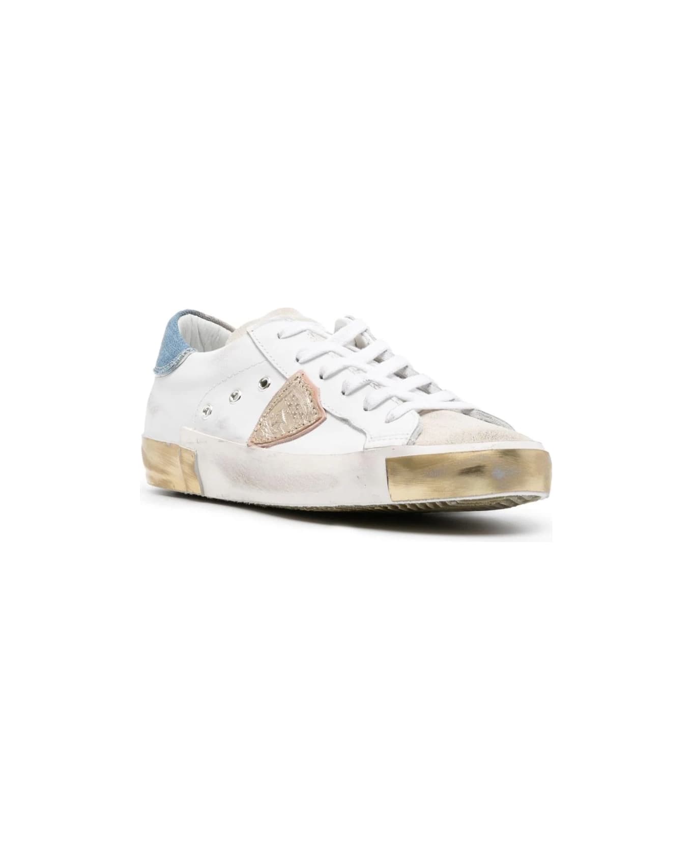 Philippe Model Prsx Low Sneakers - White And Light Blue - White スニーカー