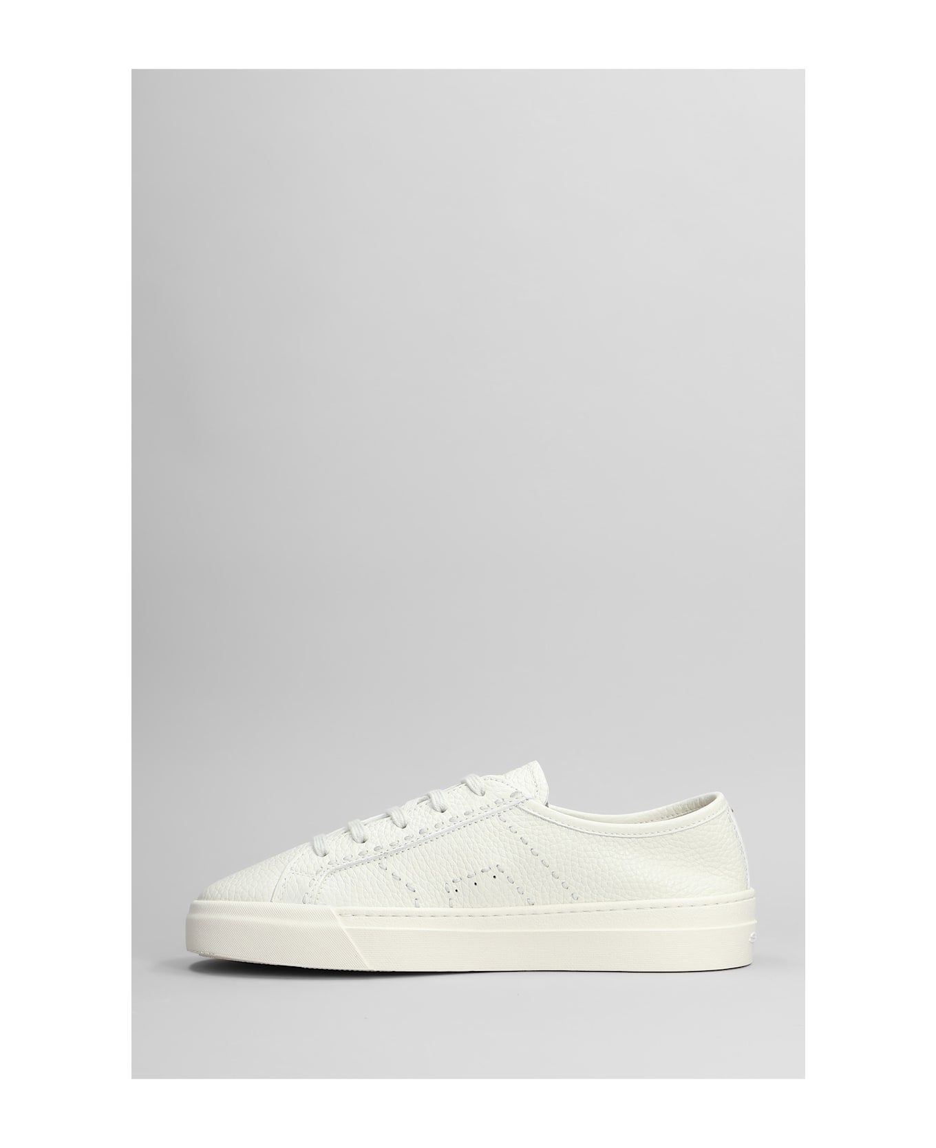 Santoni Dbs Sneakers In White Leather - white