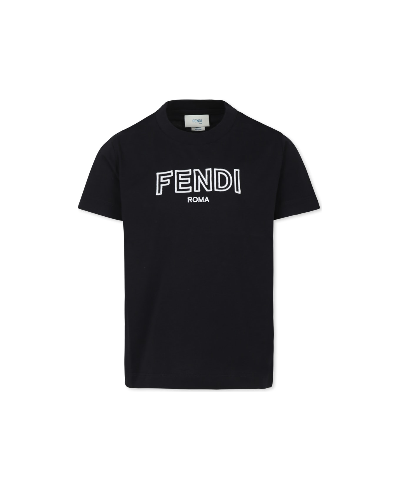 Fendi Black T-shirt For Kids With Fendi Logo - Black