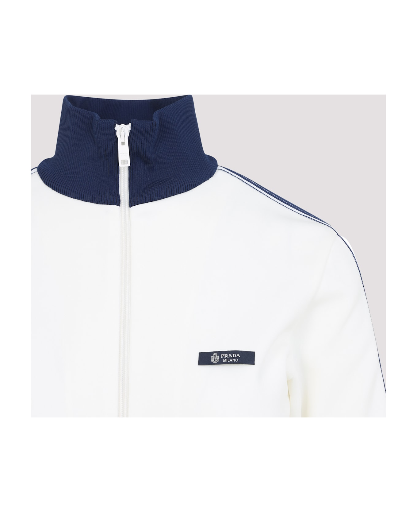 Prada Zip-up Logo Jacket - Avorio