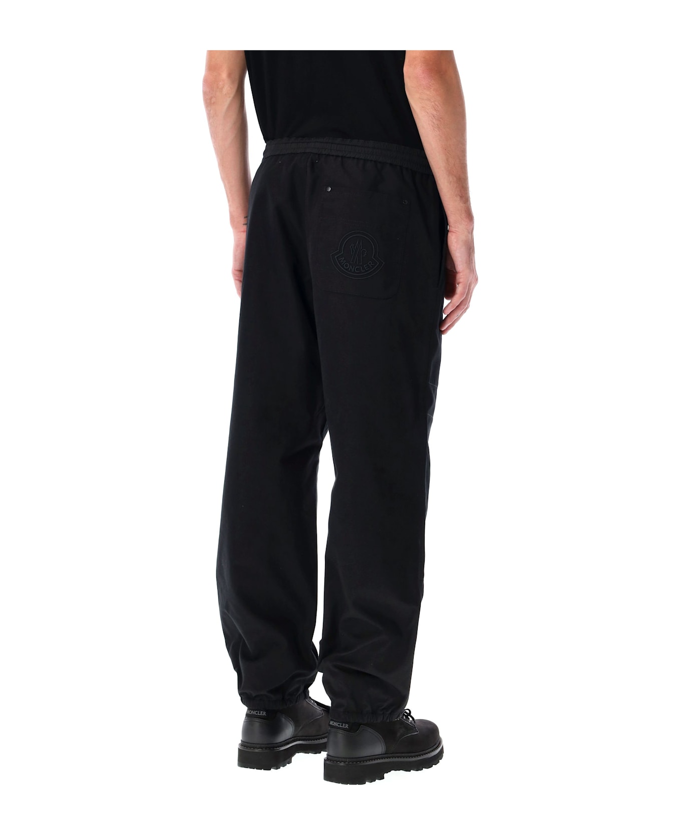 Moncler Embroidered Logo Jogging Trousers - BLACK