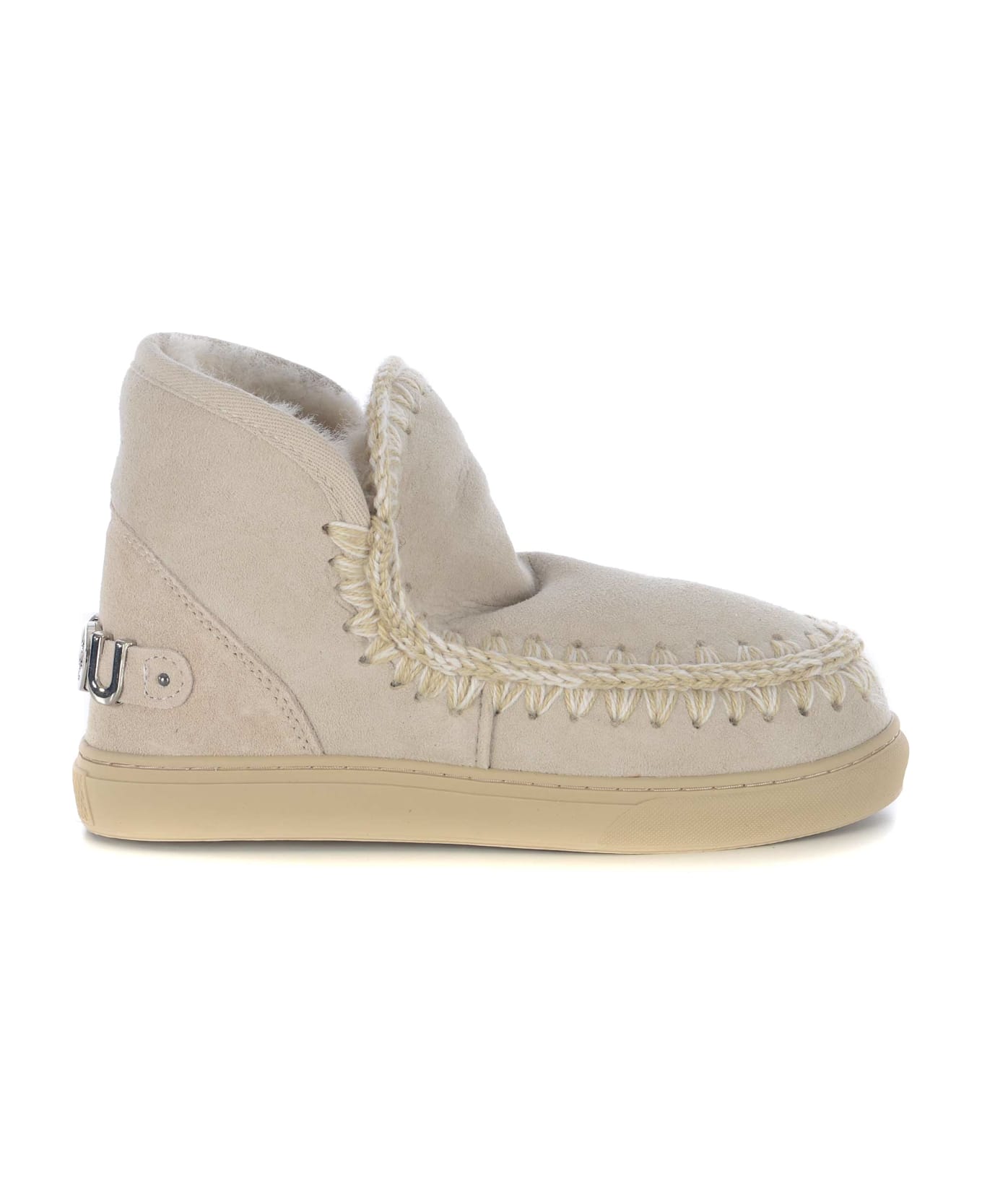 Mou Boots Mou "sneakers Metal Logo" Made In Suede - Beige