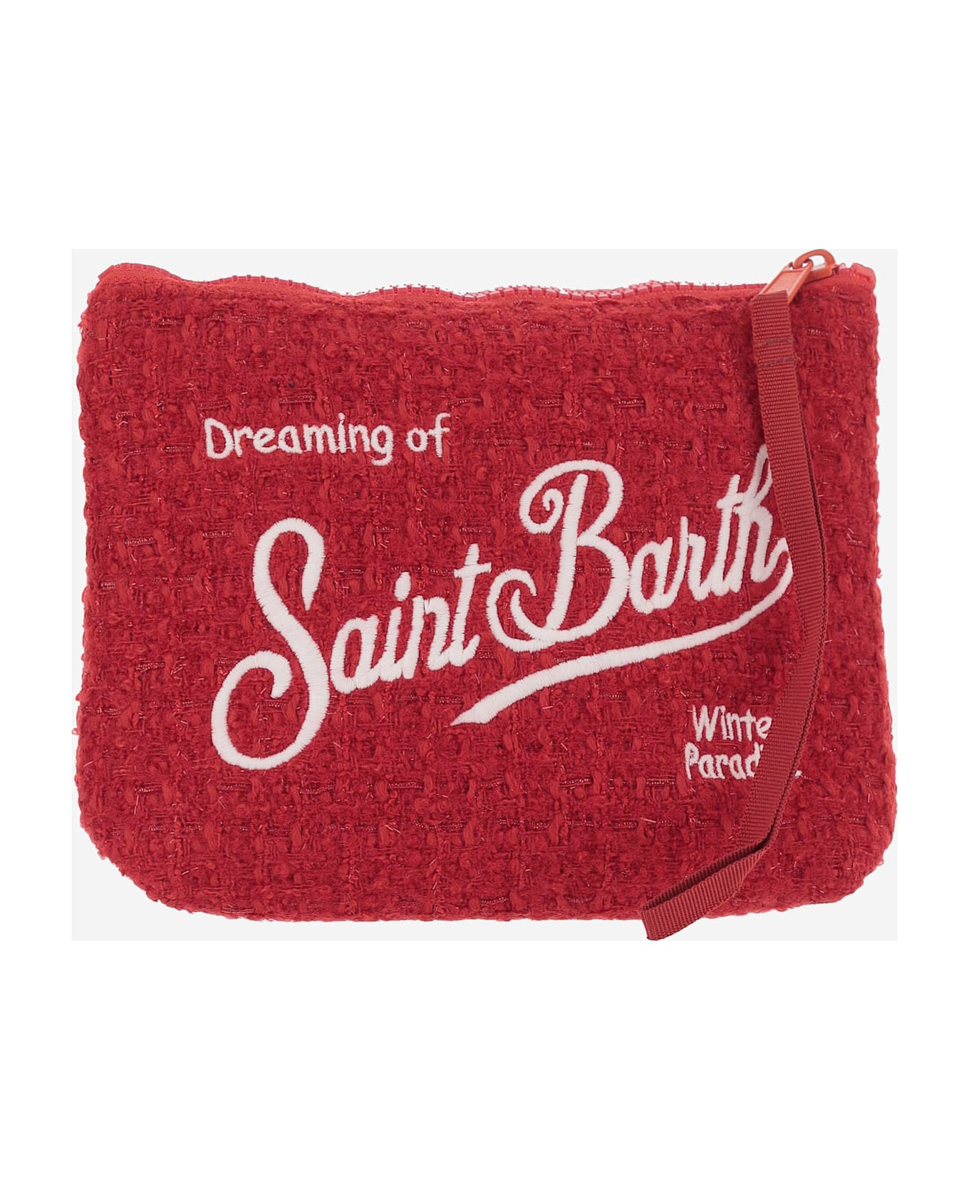 MC2 Saint Barth Aline Tweed Clutch Bag With Logo - Red