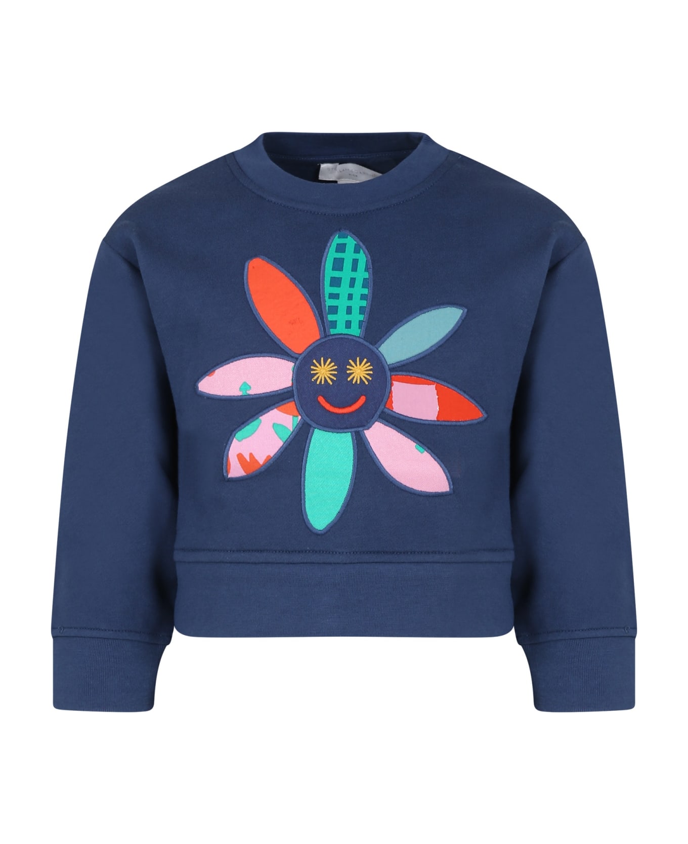 Stella McCartney Kids Blue Sweatshirt For Girl With Flower - Blue