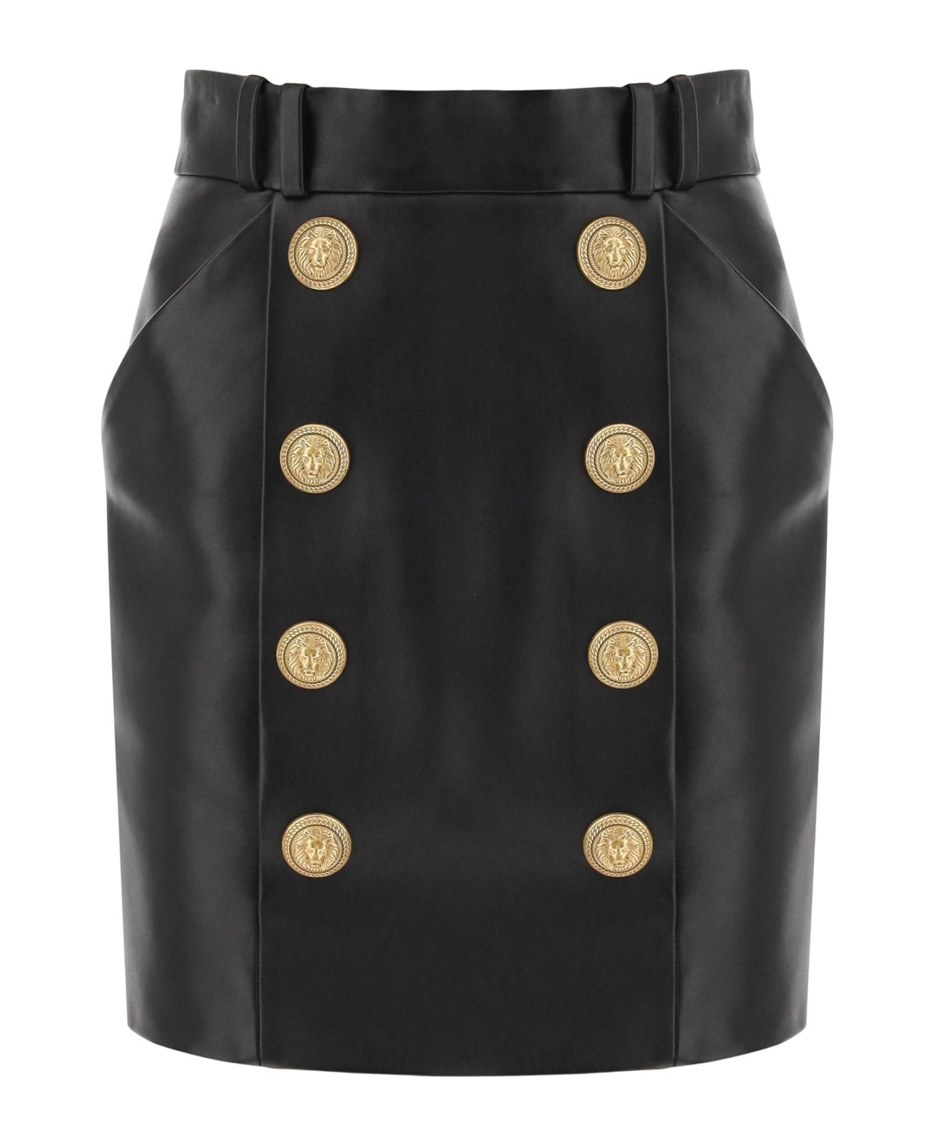 Balmain Leather Mini Skirt - Black