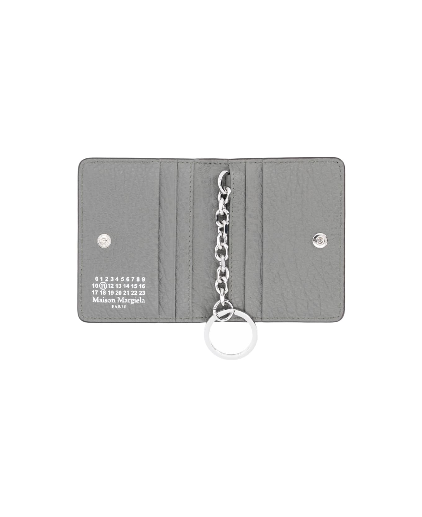 Maison Margiela "four Stitches" Card Holder With Key Ring - GREY