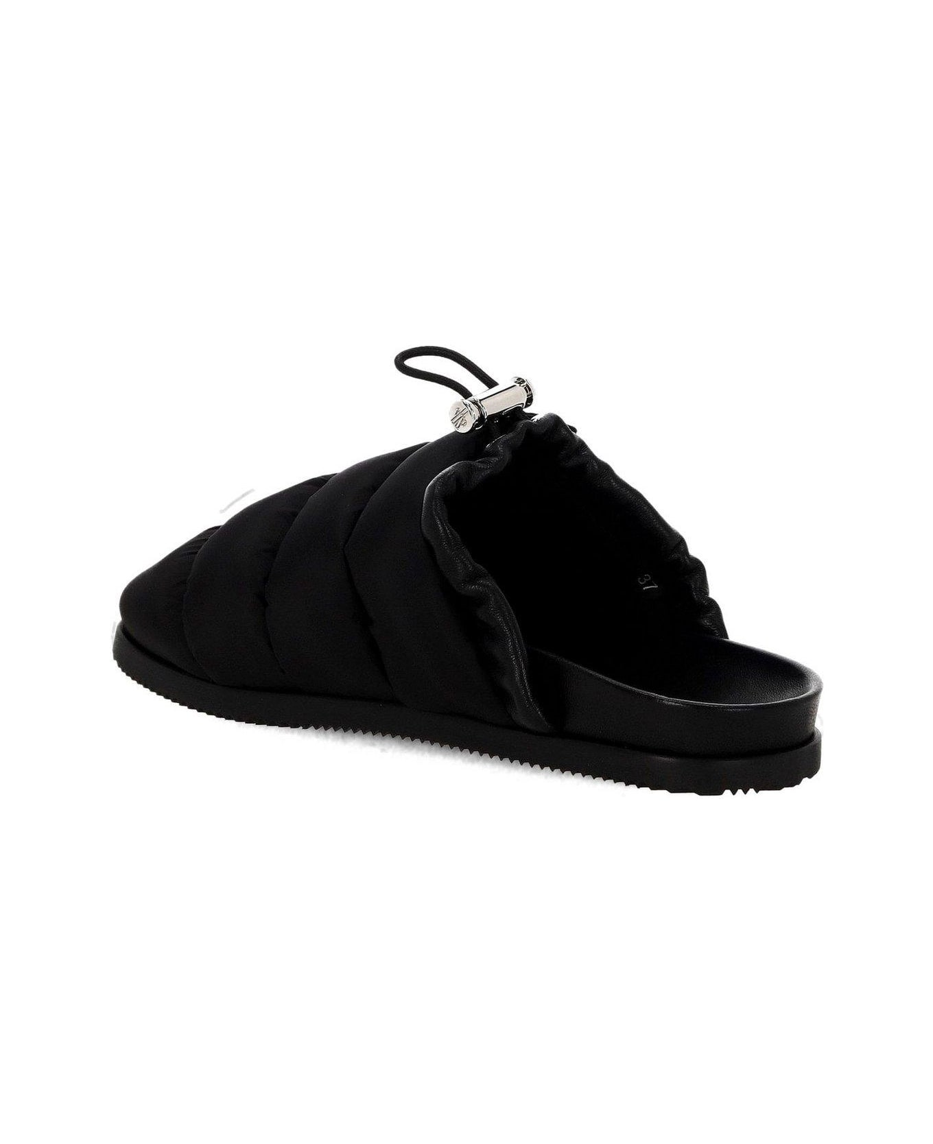Moncler Logo Patch Padded Slippers - Black