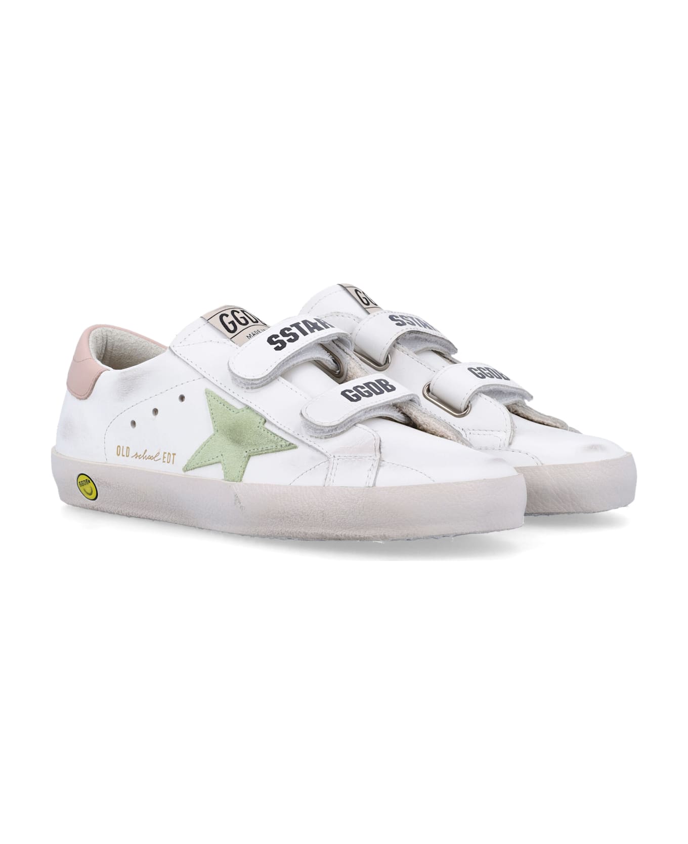 Golden Goose Kid- Old School Sneakers - WHITE/LIGHT GREEN