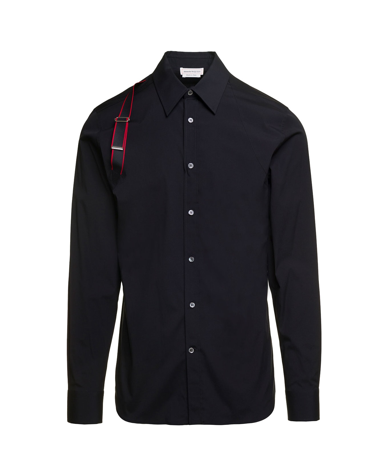 Alexander McQueen Black Shirt With Harness Detail In Stretch Cotton Man - Black