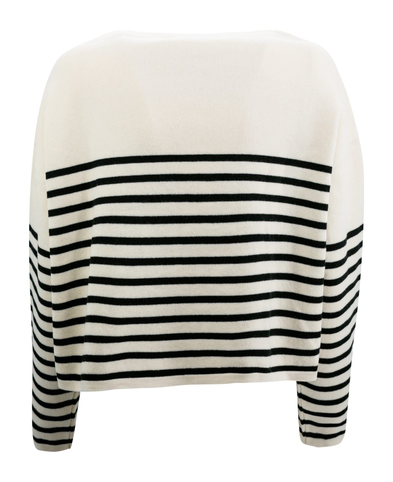 Philosophy di Lorenzo Serafini Striped Sweater With Button Insert - Ivory