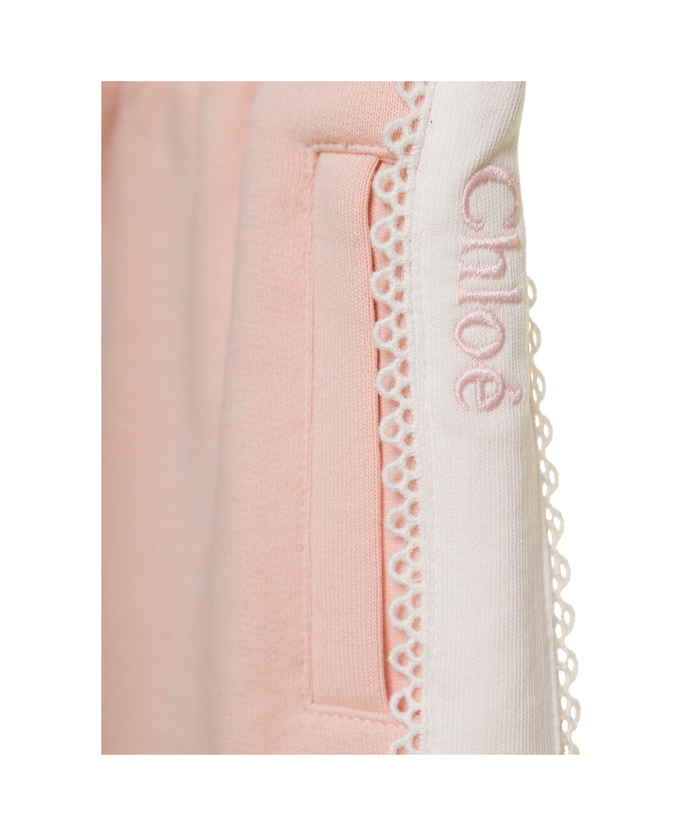 Chloé Light Pink Shorts With Logo Band In Cotton Girl - Pink ボトムス
