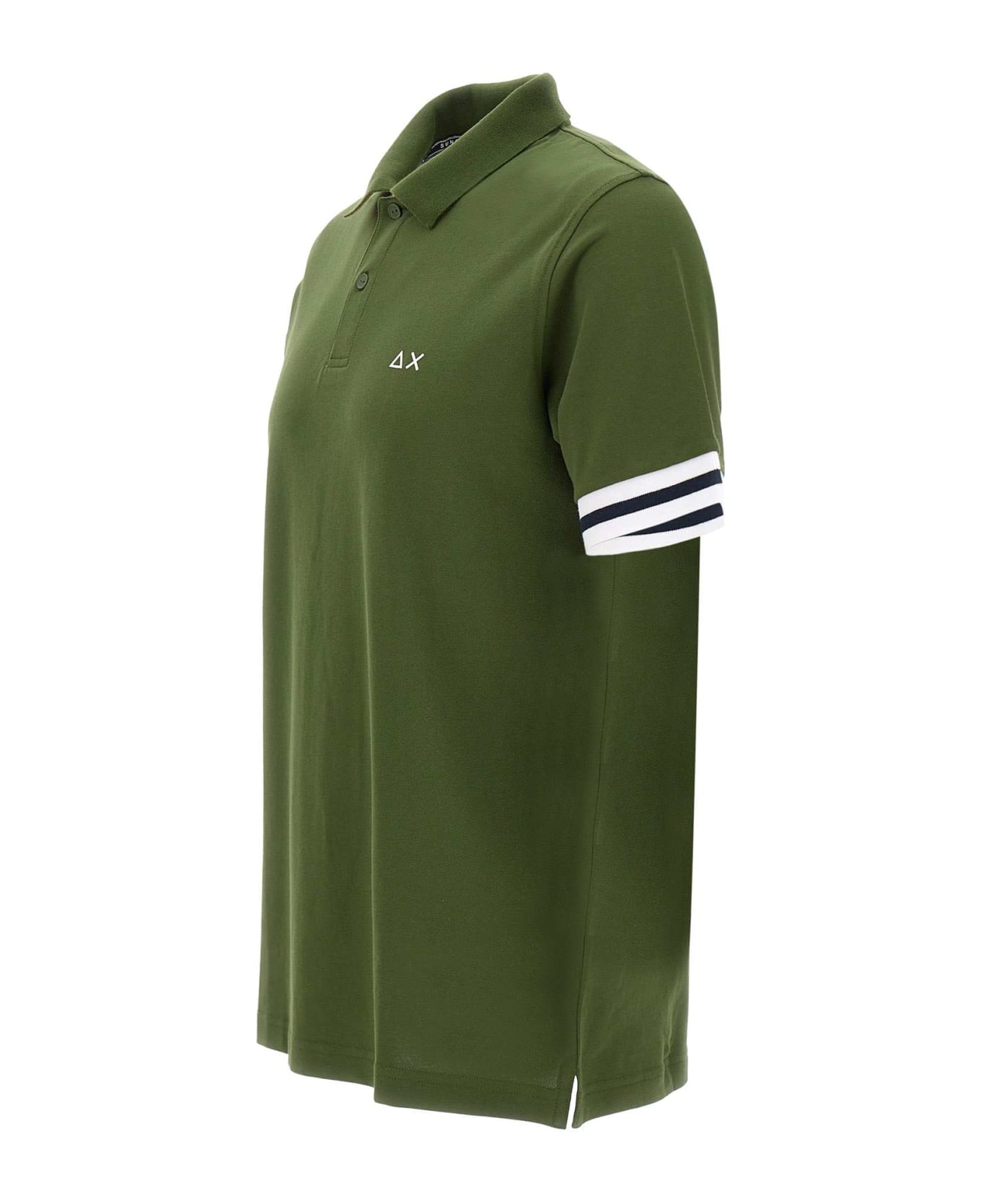 Sun 68 "stripes" Cotton Polo Shirt - GREEN