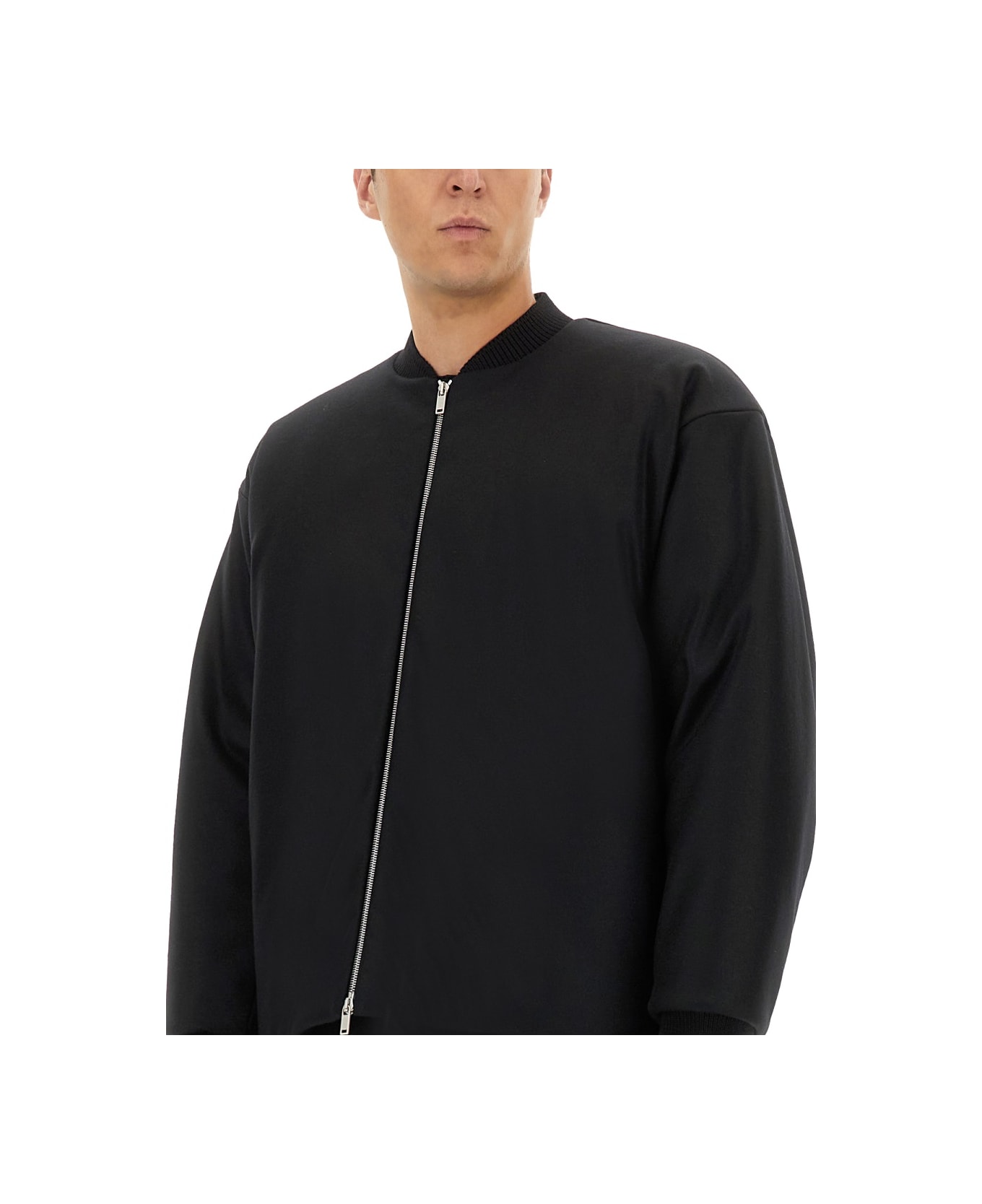 Jil Sander Wool Bomber. - BLACK