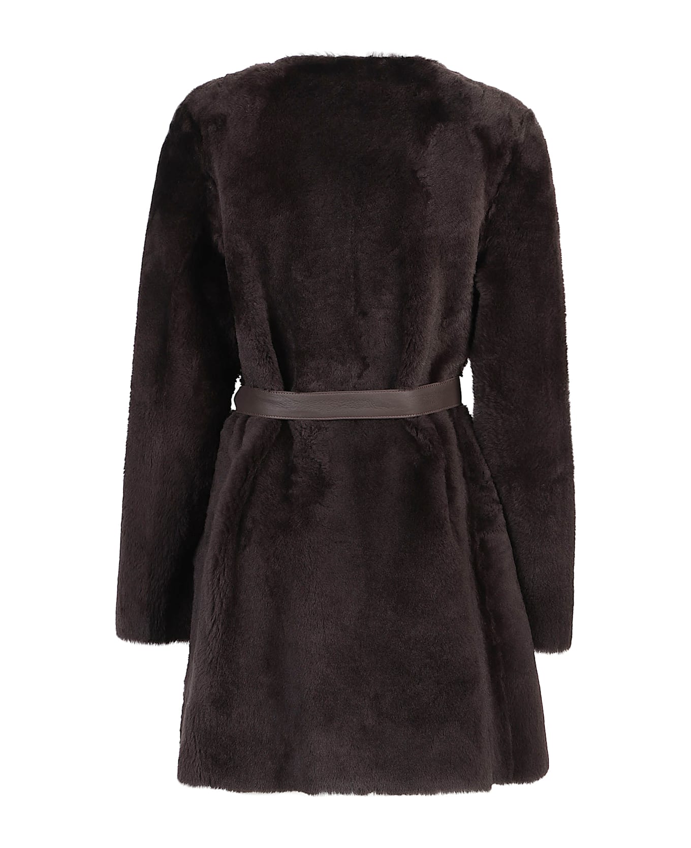 Desa 1972 Reversible Round Neck Shearling Caban - Dark Coffee