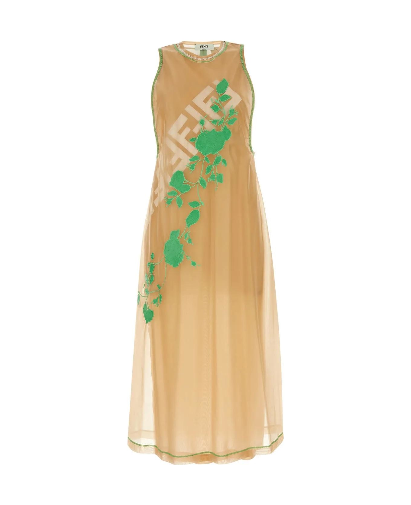 Fendi Skin Pink Tech Jersey Dress - GREEN