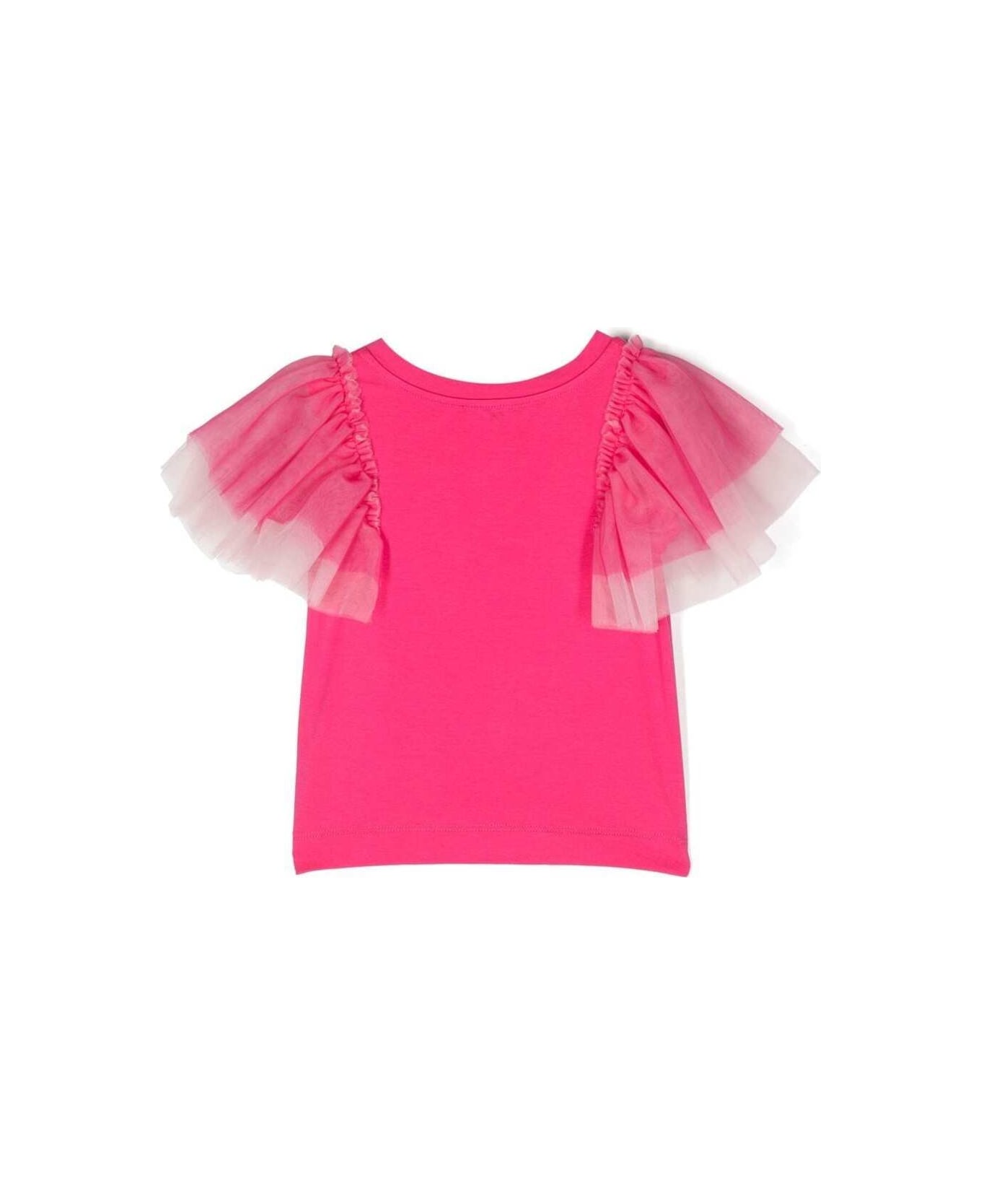 Monnalisa T-shirt Farfalla Popeline Jersey - PINK