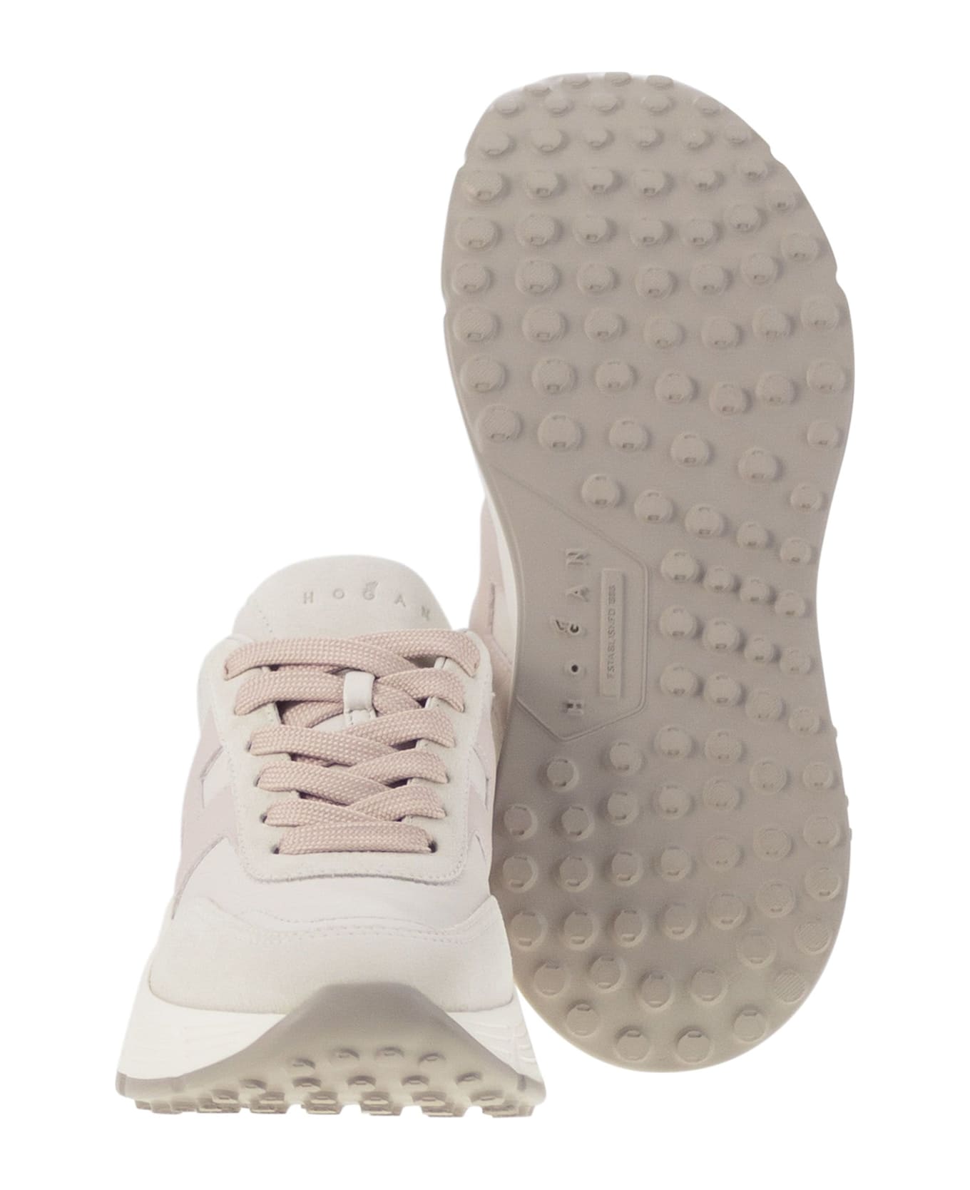 Hogan Hi-fi Trainers With Side H - White/pink