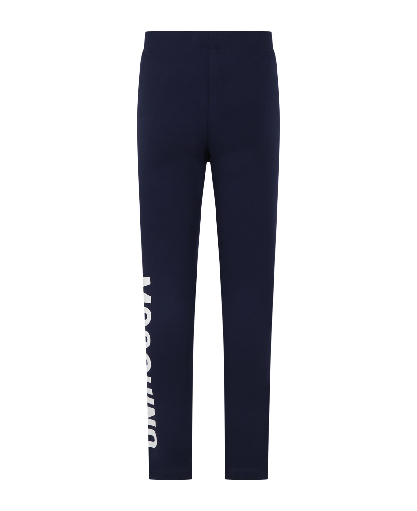 Moschino Blue Leggings For Girl With Logo - Blue