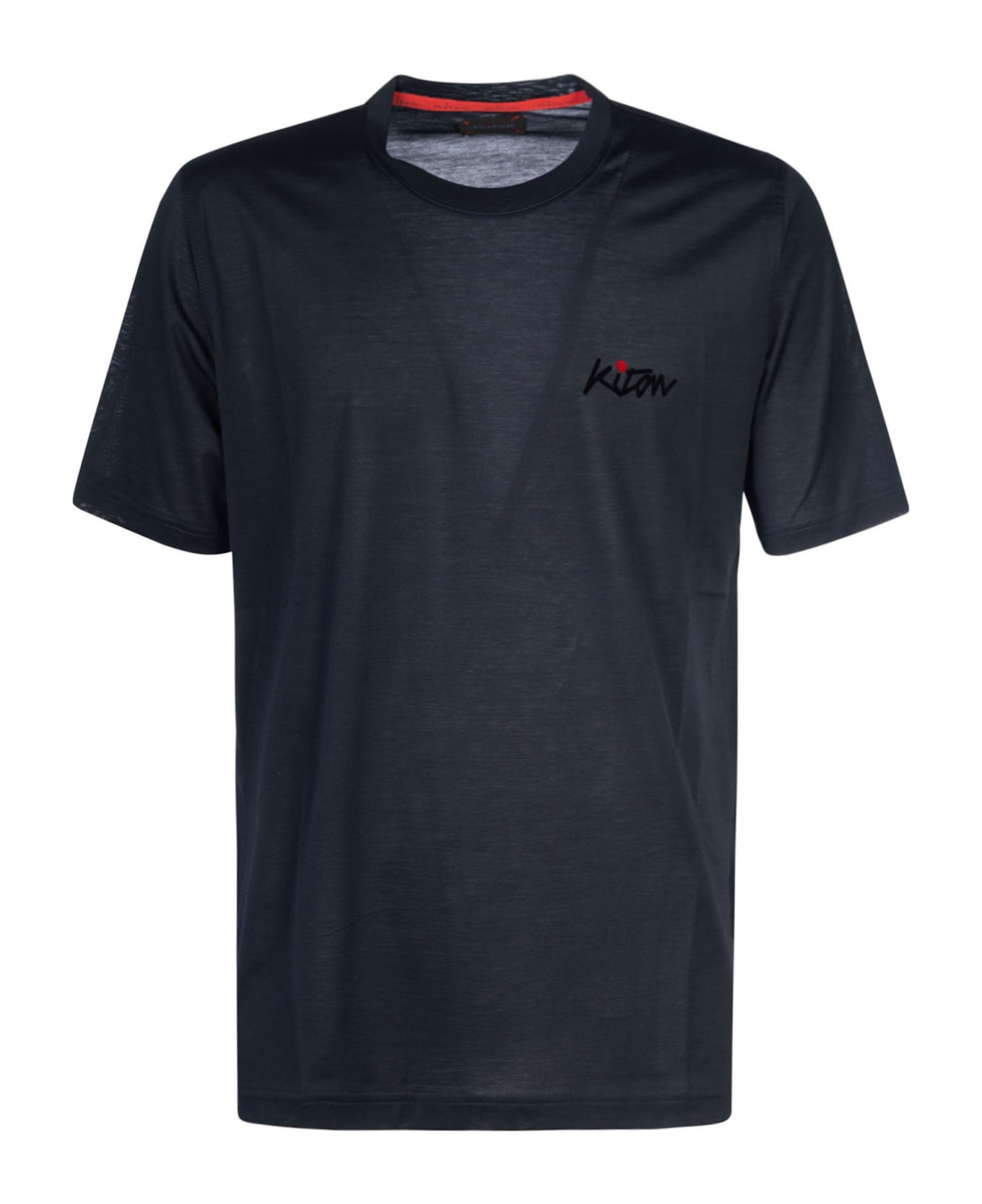 Kiton Chest Logo Regular T-shirt - Navy Blue