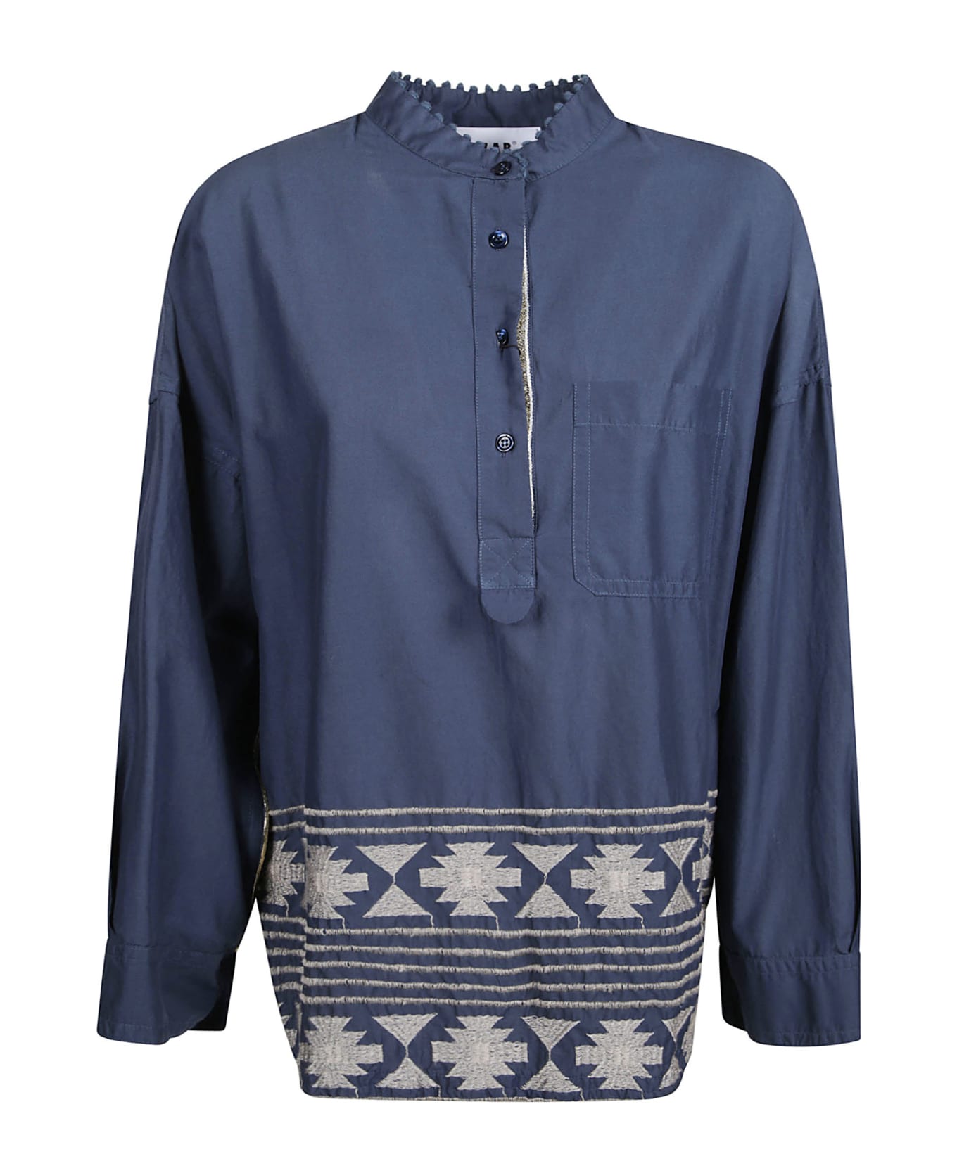 Bazar Deluxe Ruffle Collar Shirt - Blue ブラウス