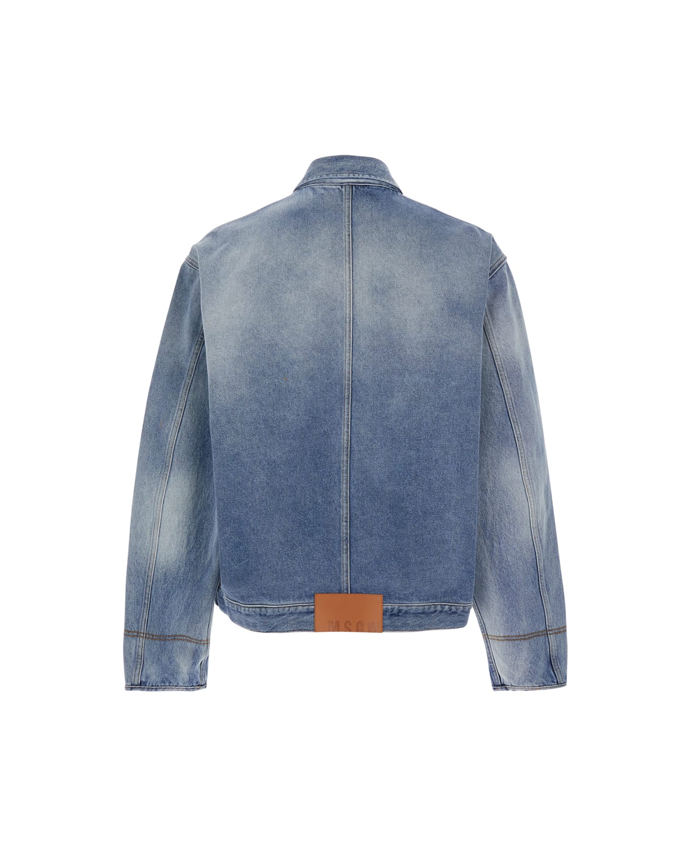 MSGM Jacket With Logo Embroidered On The Front - Blu