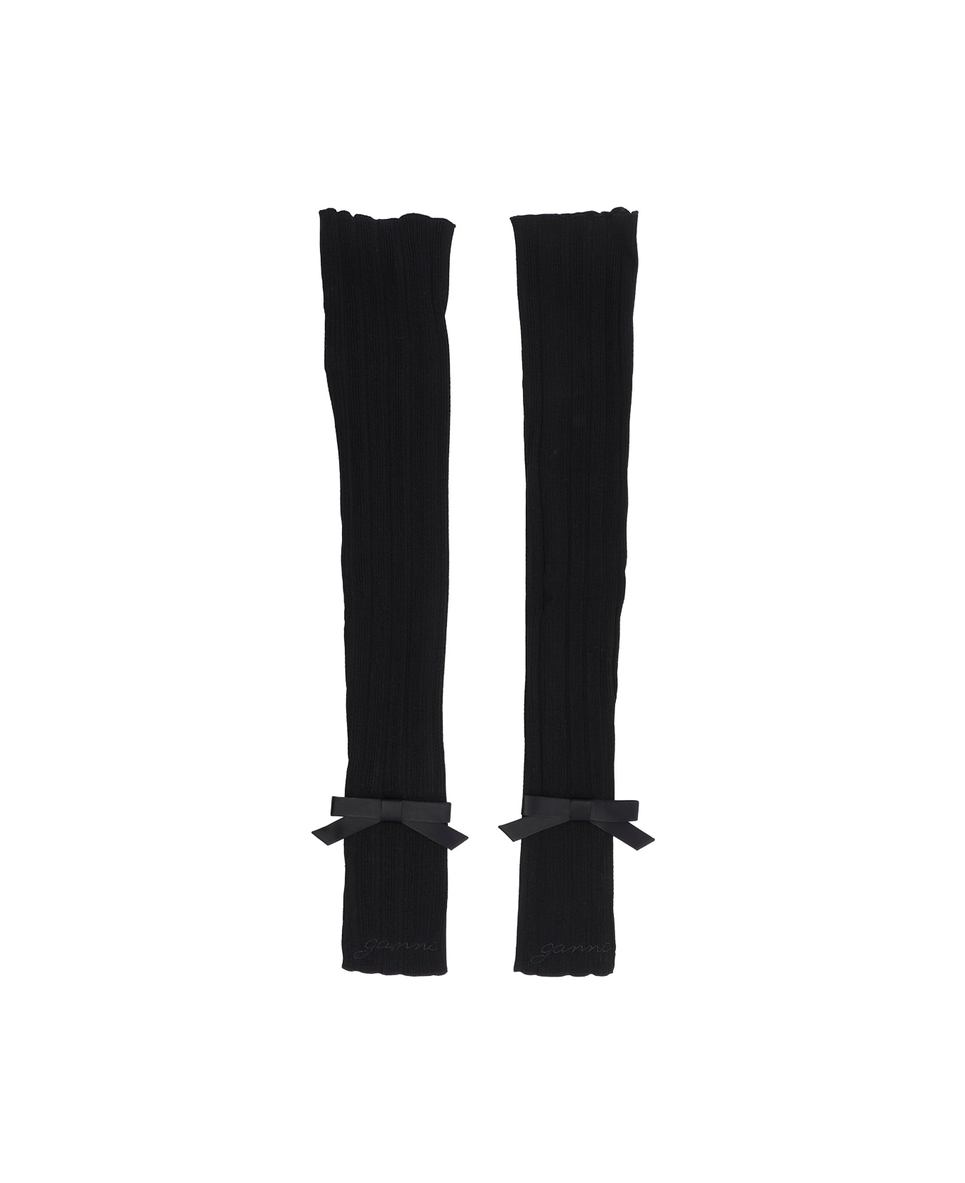 Ganni Bow Wrist Warmers - Black