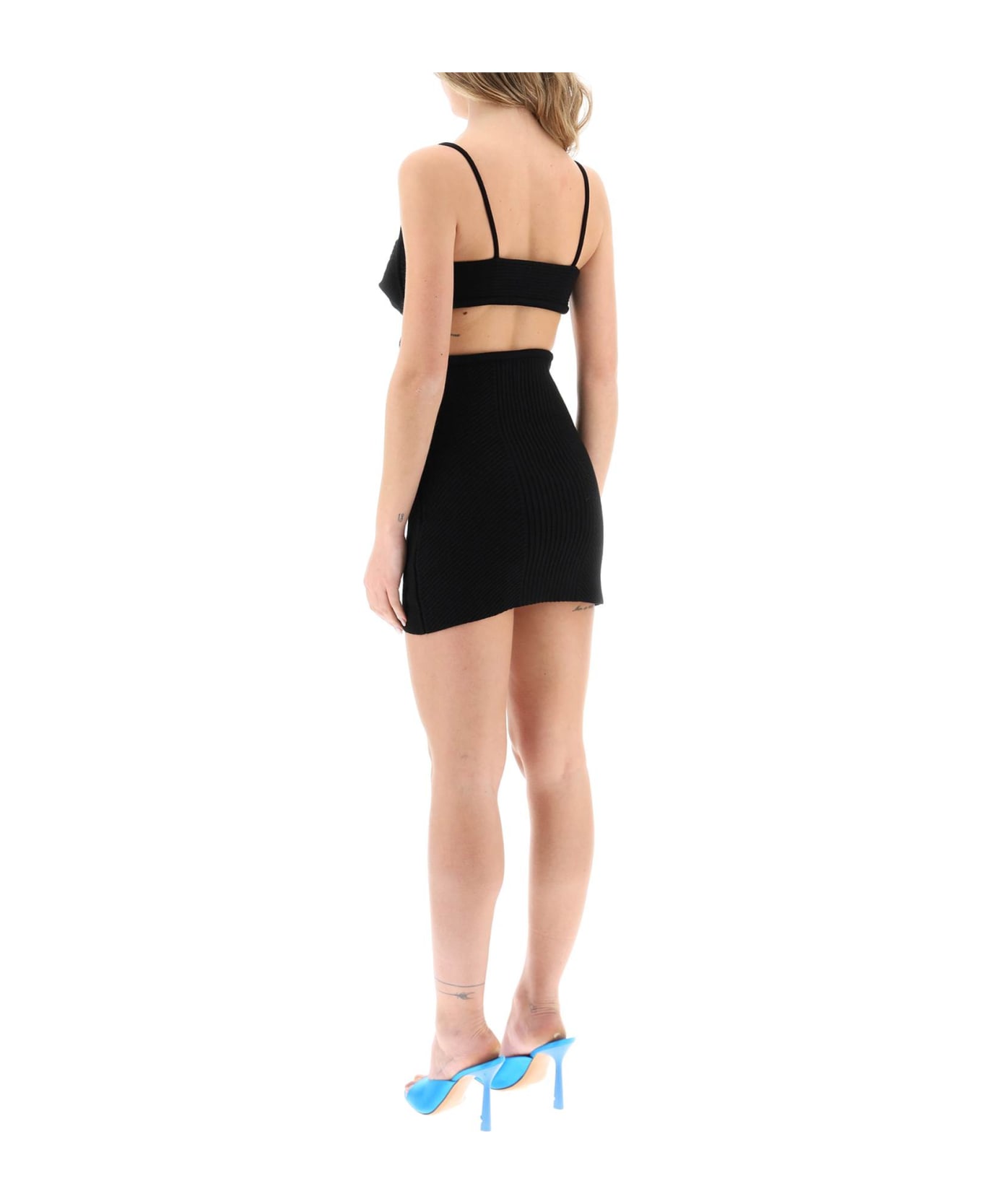 Off-White Black Ribbed Mini Dress With Cut-out - Black ワンピース＆ドレス