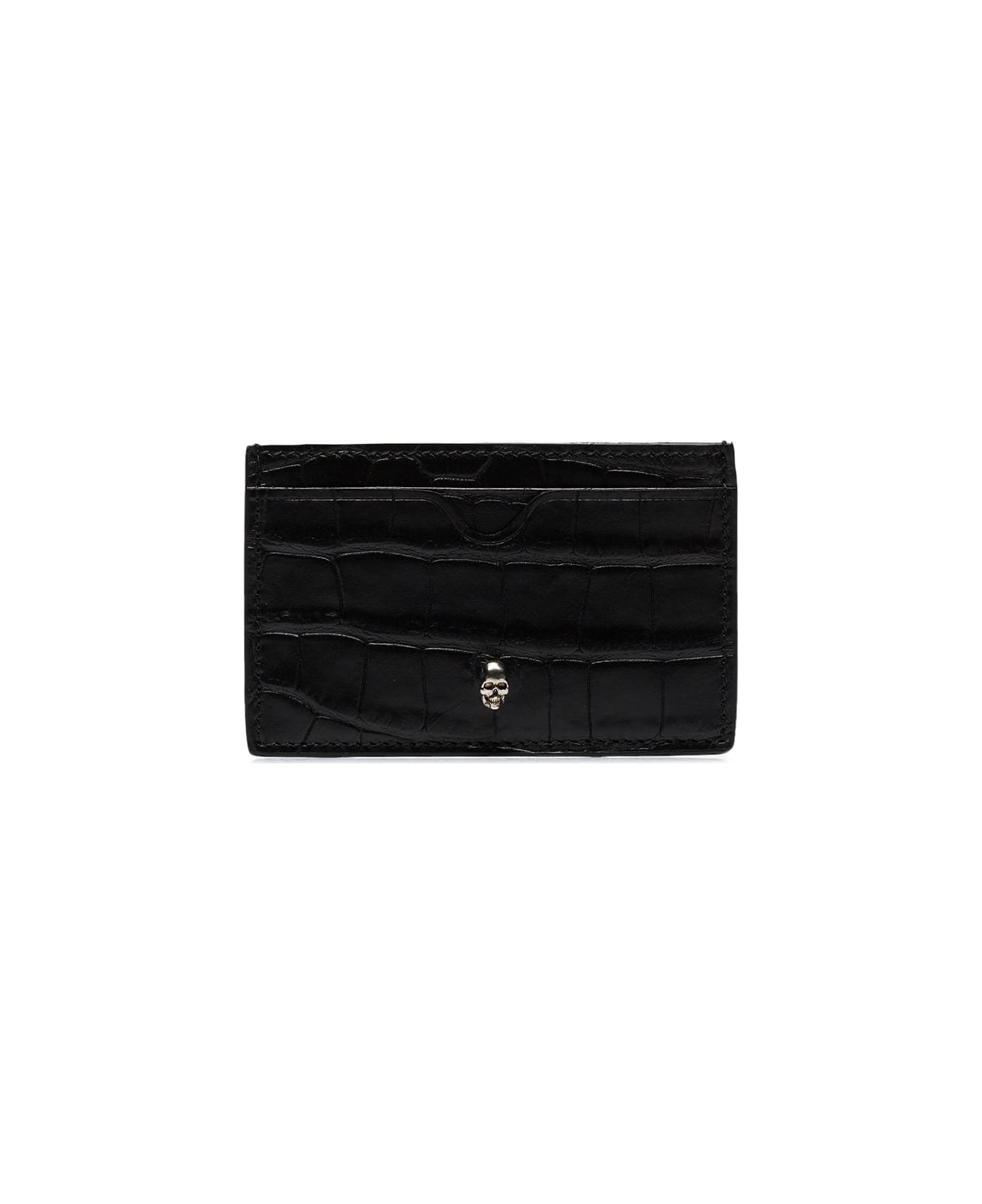 ★alexander mcqueen★ Crocodile embossed card holder black 6 Alexander McQueen Crocodile Effect Leather Card Holder with