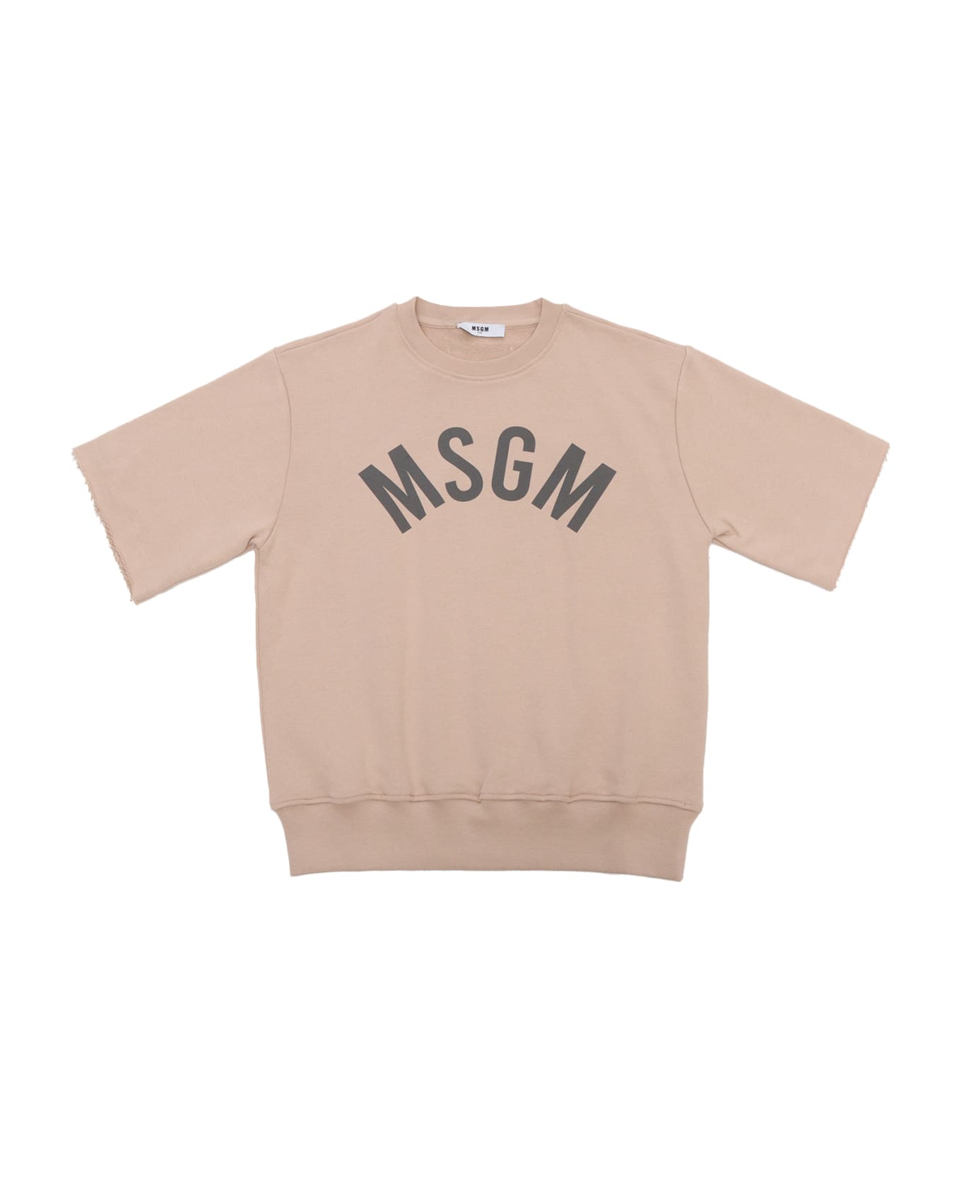 MSGM Beige Short Sleeve Sweatshirt - BEIGE
