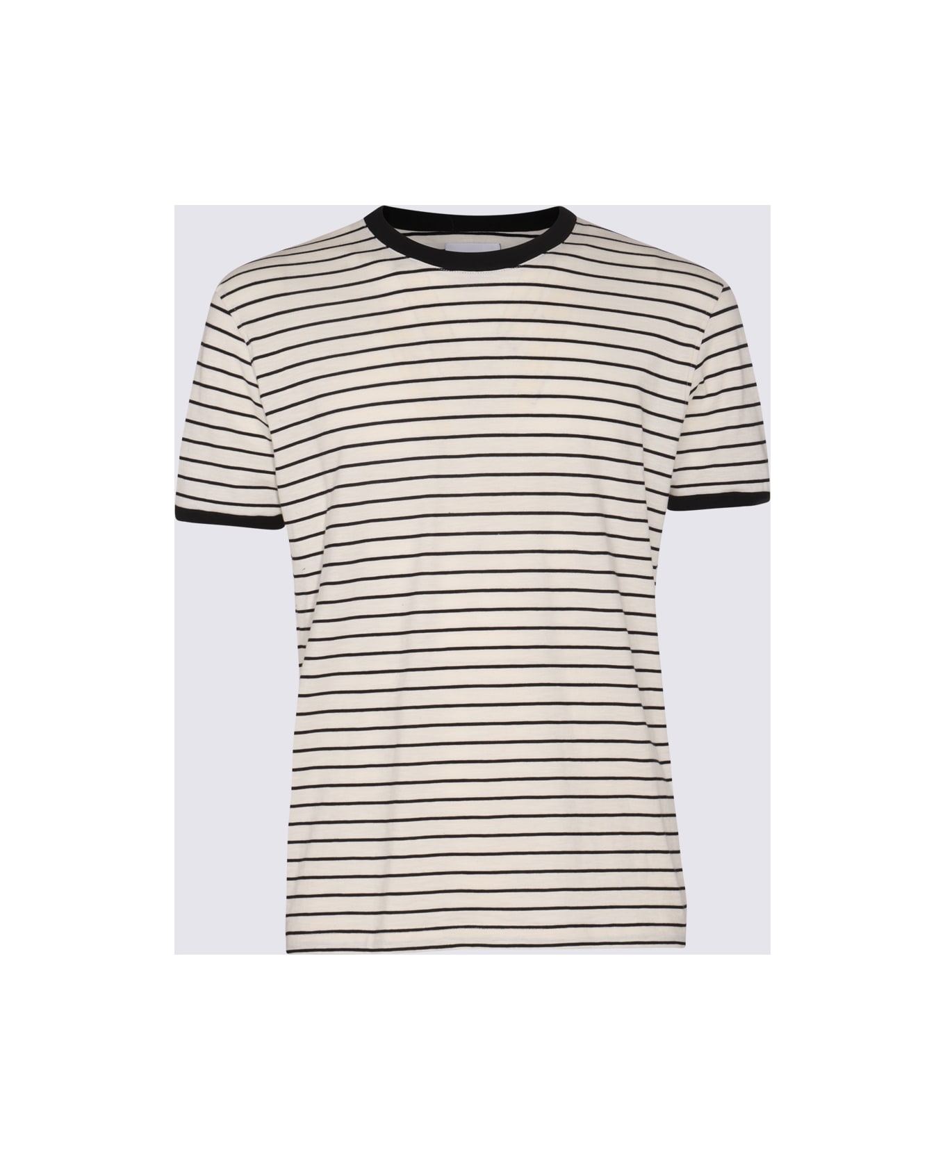 PT01 Black And White Cotton Stripe T-shirt - Black