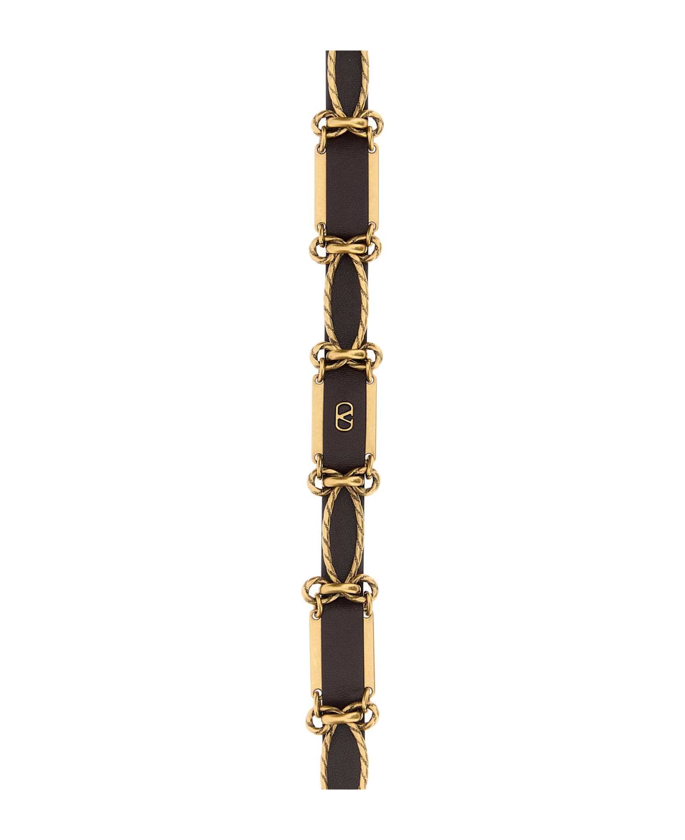 Valentino Garavani Dark Brown Leather And Metal Belt - TESTADIMORO