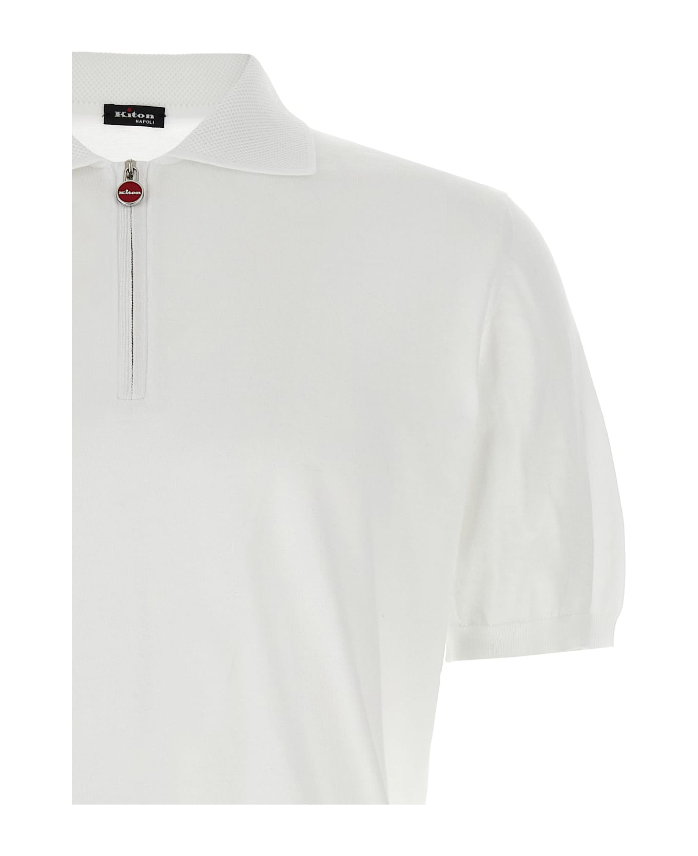 Kiton Honeycomb Polo Shirt - White